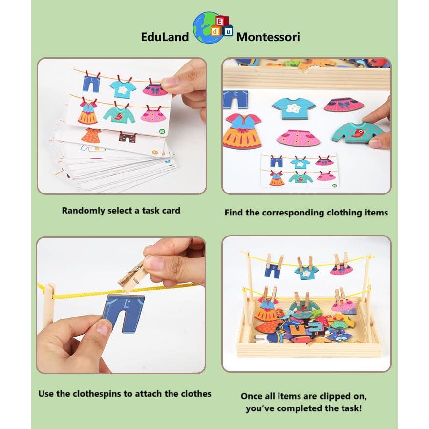 Juego Educativo de Colgar Ropa Eduland Montessori para Niños