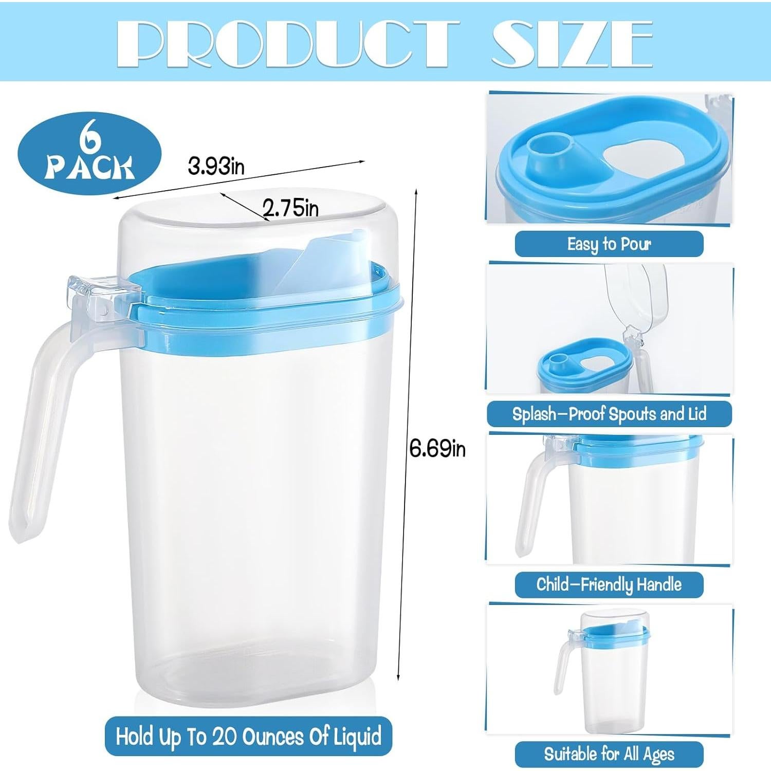 Paquete de 6 Mini Jarras de Aprendizaje Temprano DANHMAO 0.59 L