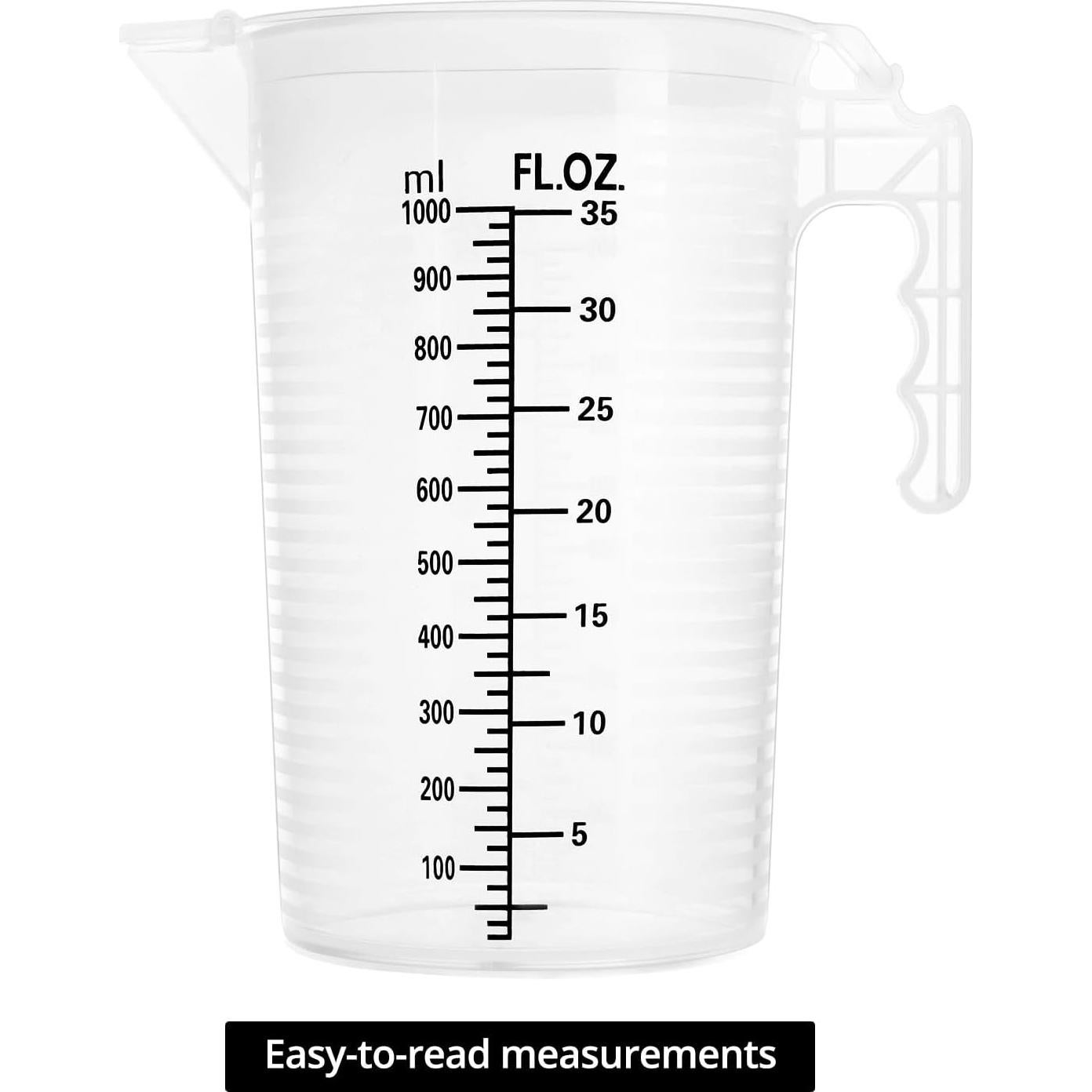 Jarra Medidora QWORK 1000 mL Plástico Multipropósito con Tapa