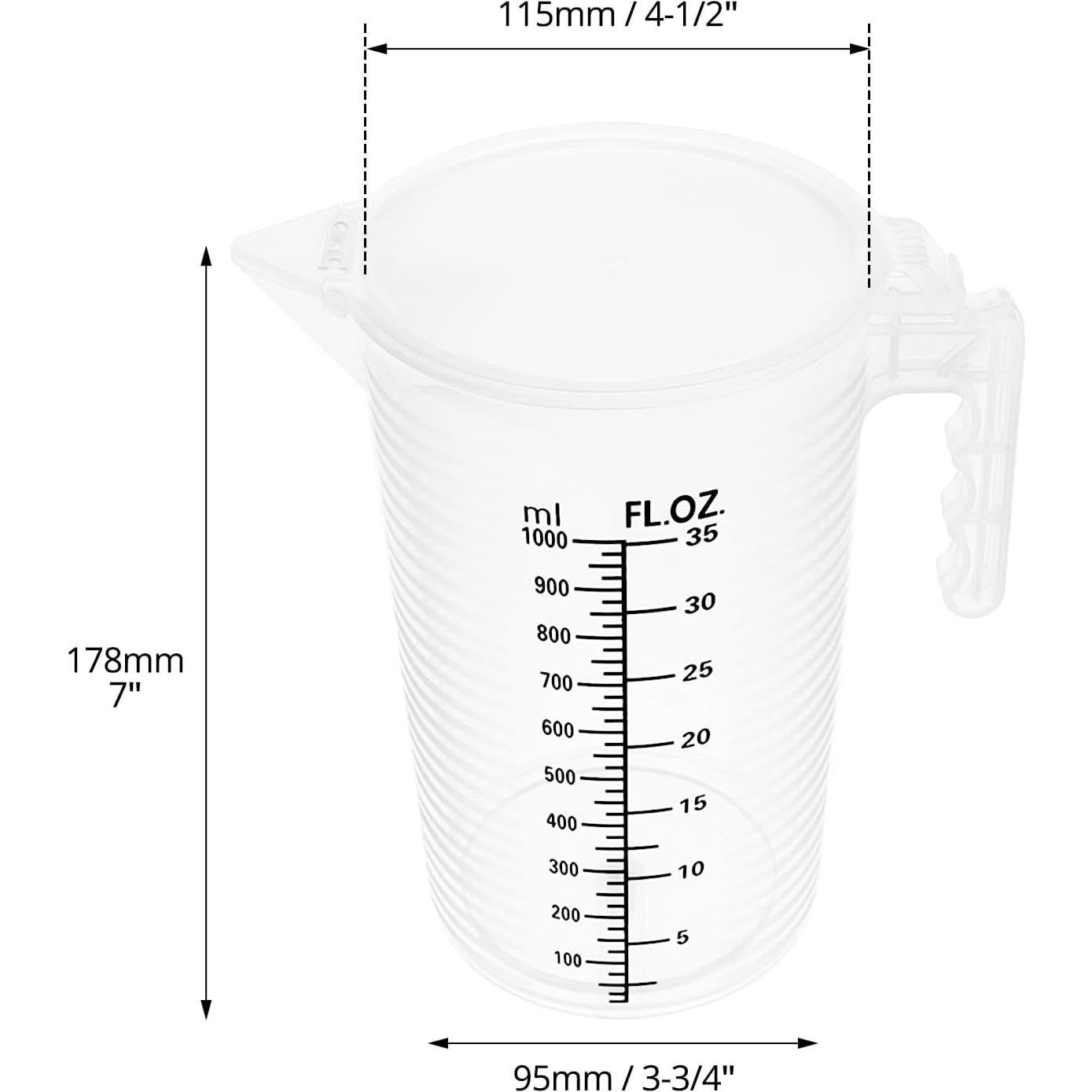 Jarra Medidora QWORK 1000 mL Plástico Multipropósito con Tapa