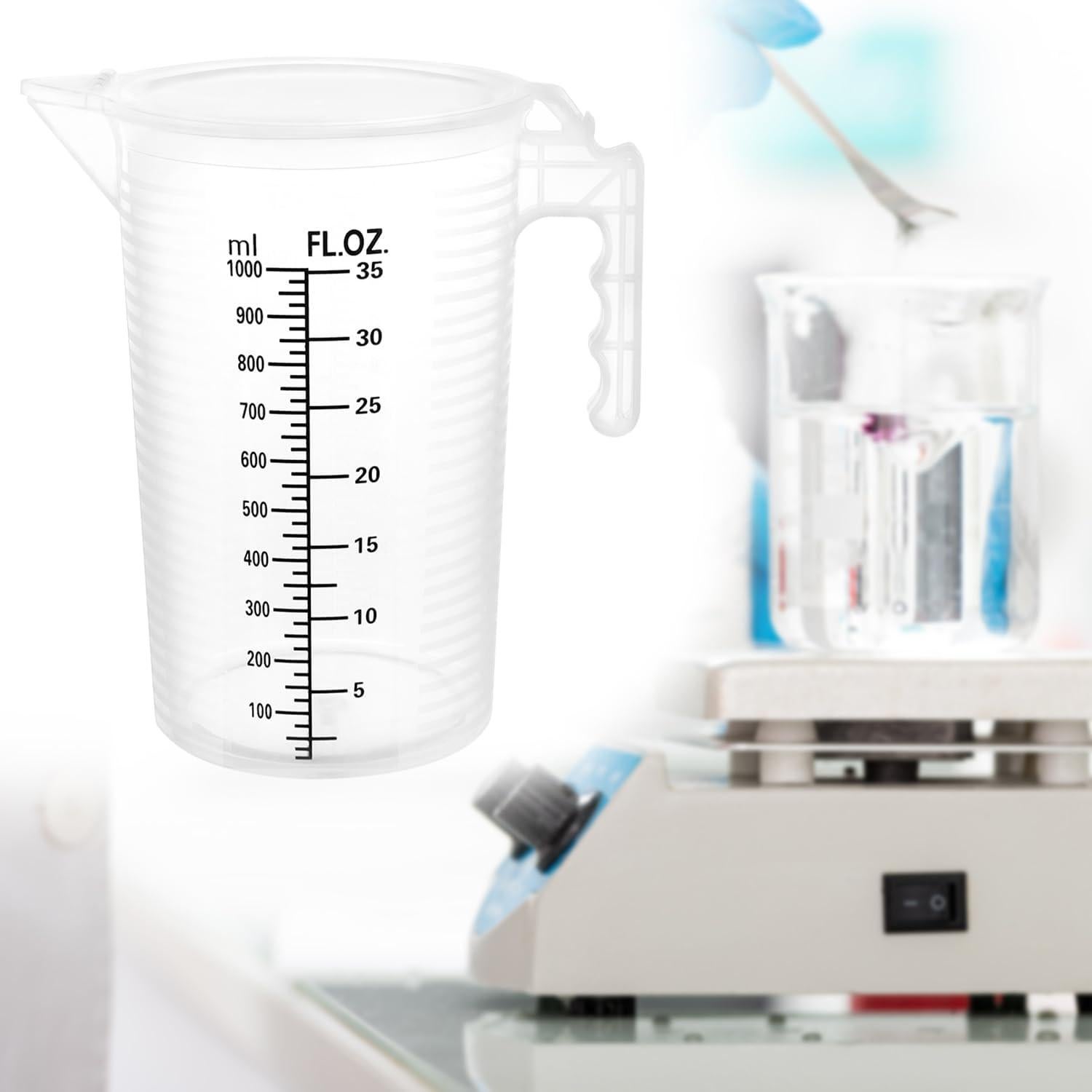 Jarra Medidora QWORK 1000 mL Plástico Multipropósito con Tapa