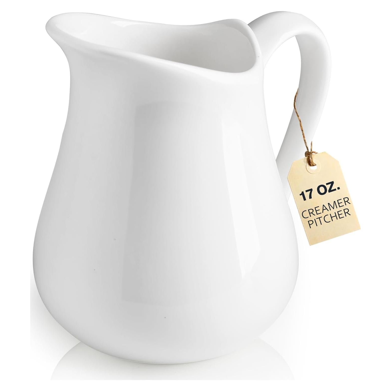 Jarra para Crema 500 ml LYEOBOH Cerámica Blanca con Asa