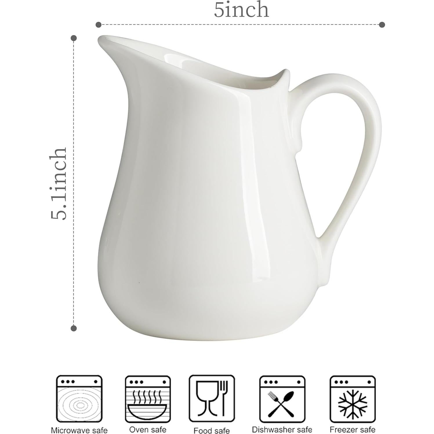 Jarra para Crema 500 ml LYEOBOH Cerámica Blanca con Asa