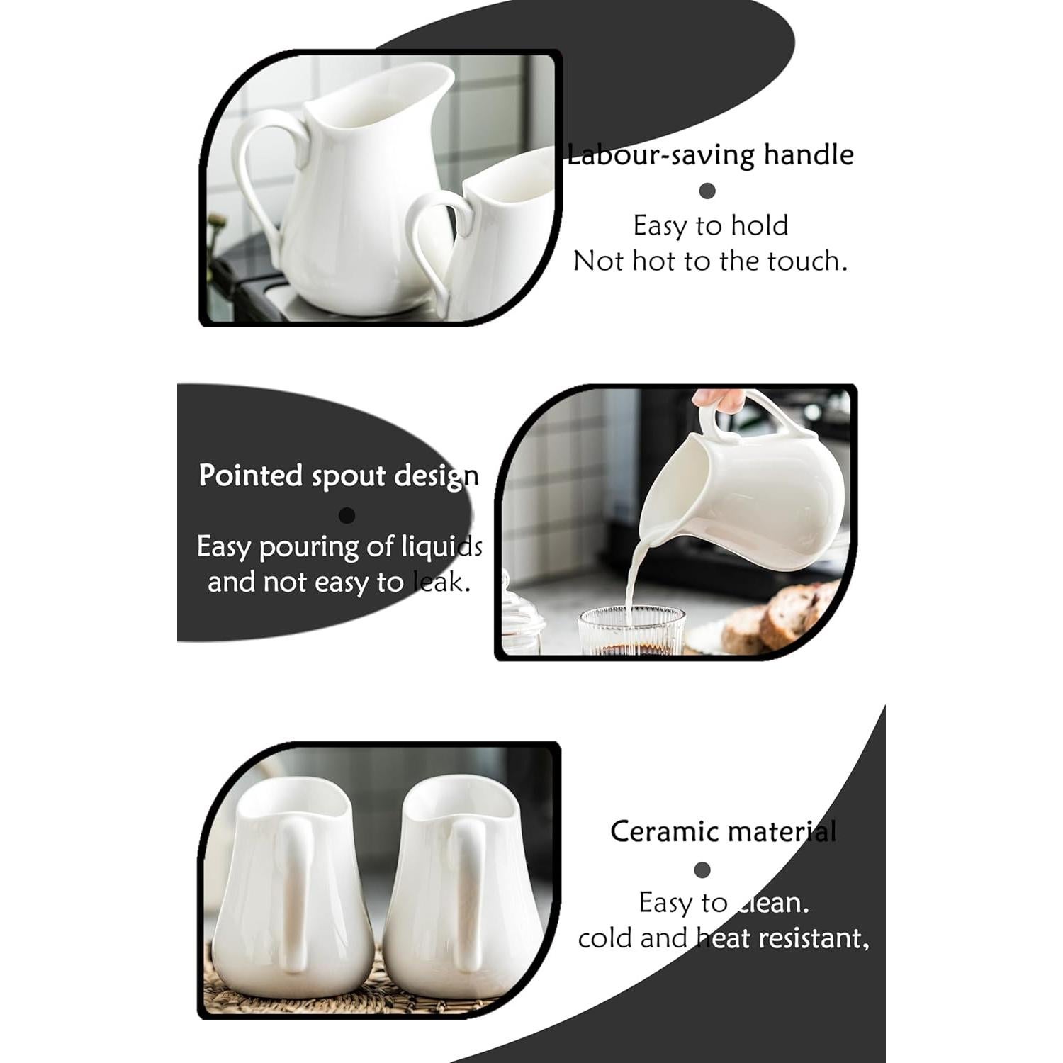 Jarra para Crema 500 ml LYEOBOH Cerámica Blanca con Asa