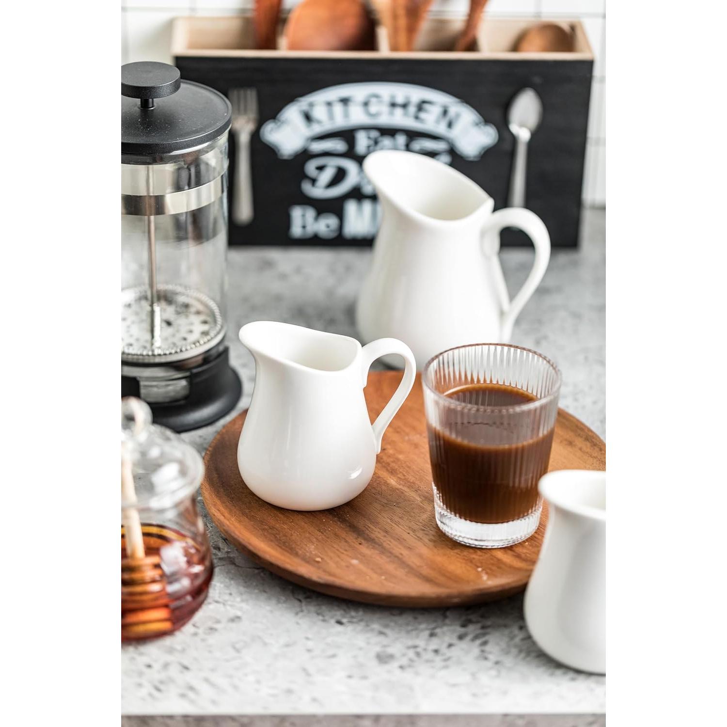 Jarra para Crema 500 ml LYEOBOH Cerámica Blanca con Asa