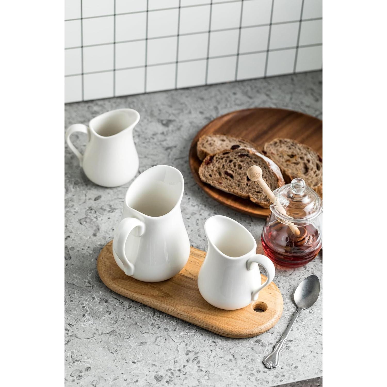 Jarra para Crema 500 ml LYEOBOH Cerámica Blanca con Asa