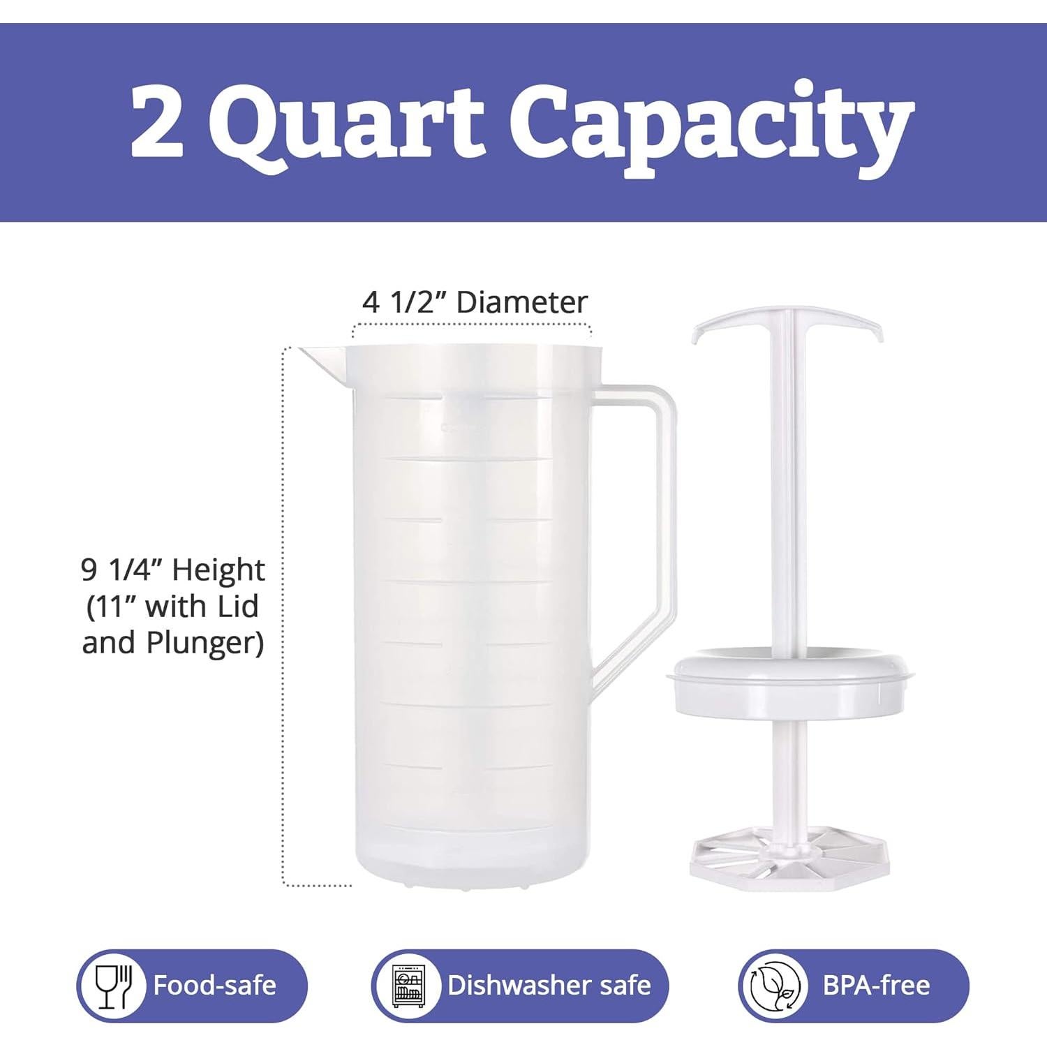 Jarra de Mezcla 2qt JBK Pottery Blanca Libre de BPA