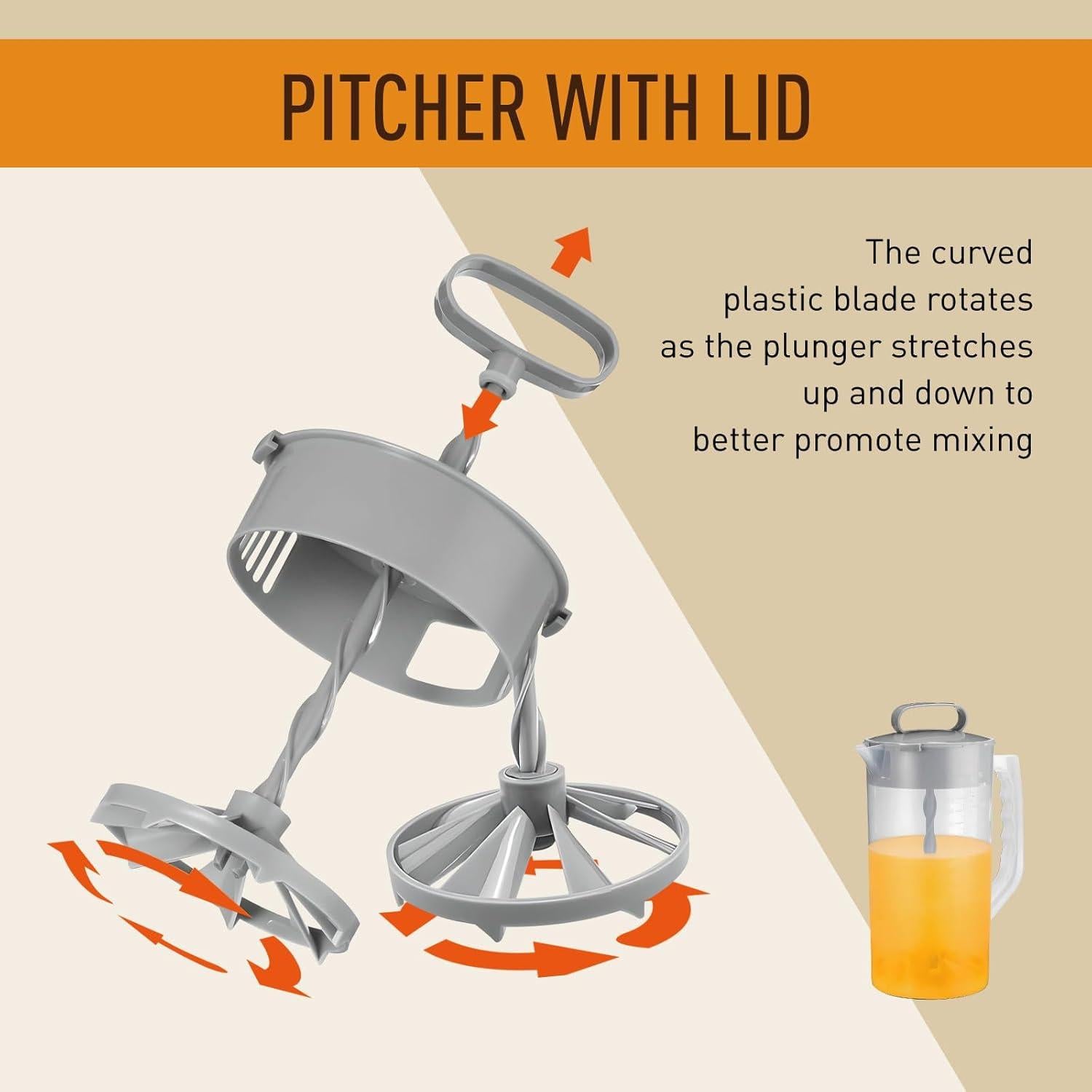 Jarra Mezcladora GHYKL 2 Cuartos con Émbolo y Tapa