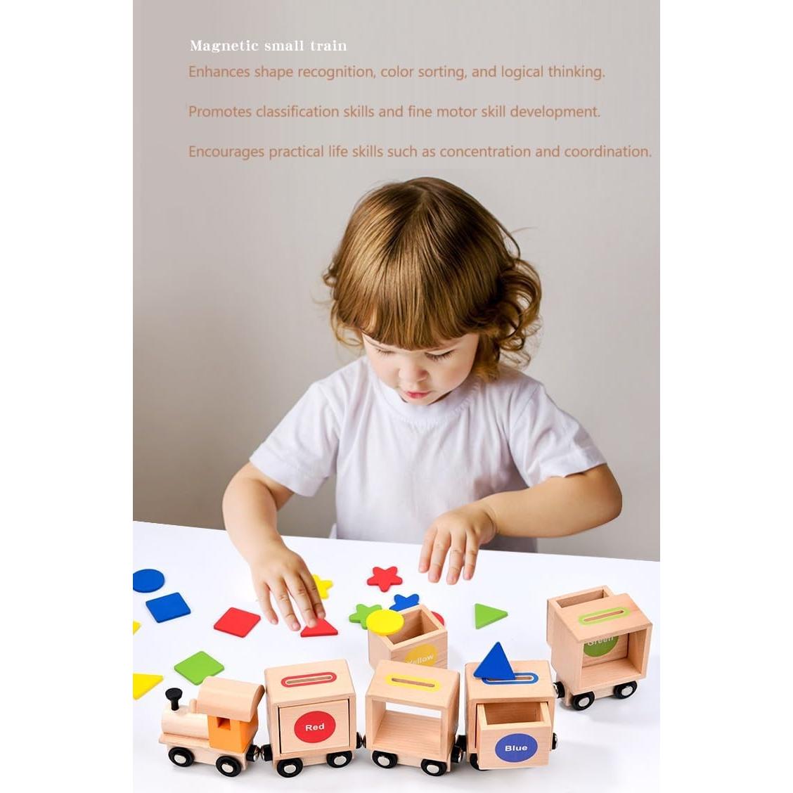 Juego de tren magnético de madera Eduland Montessori 35.5 cm