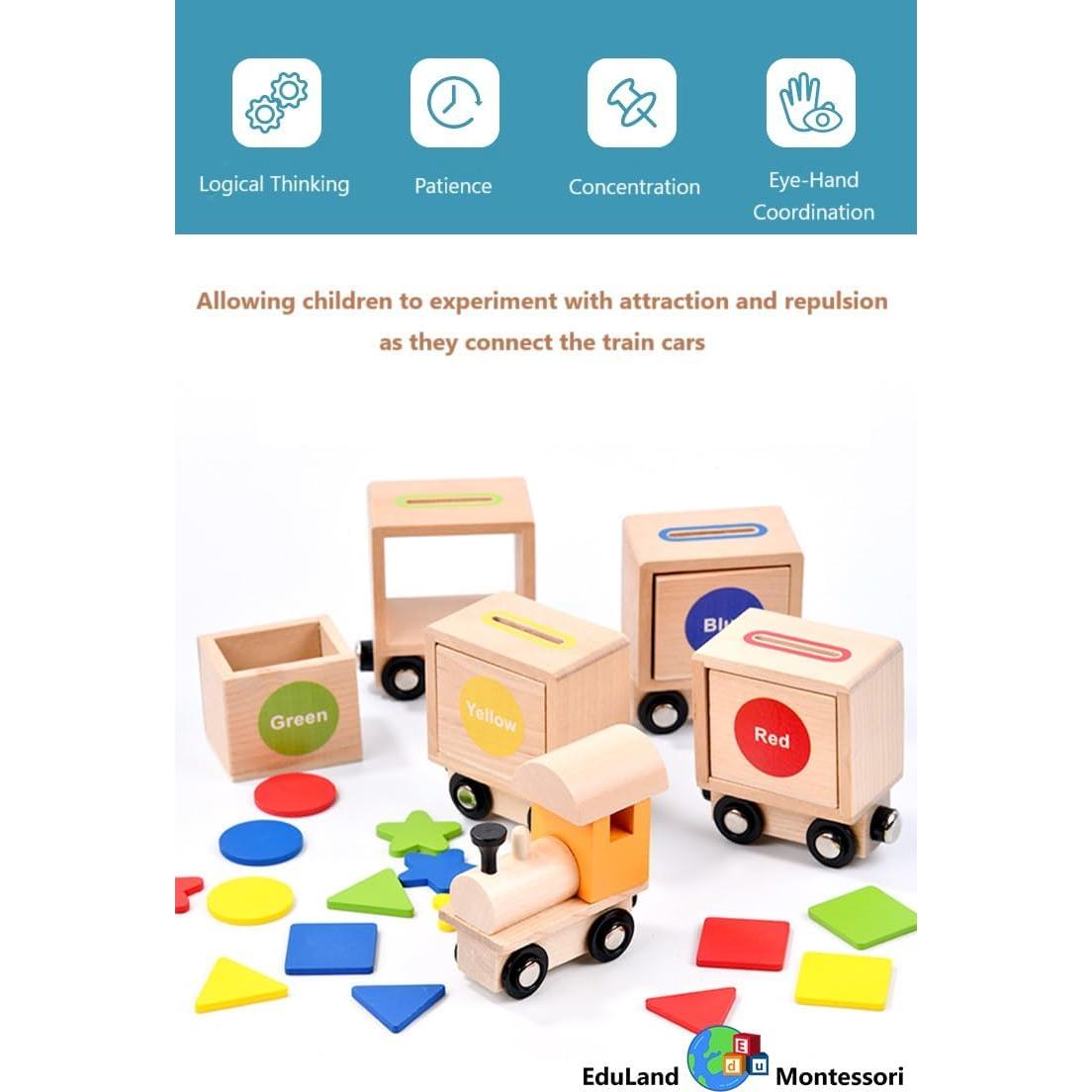 Juego de tren magnético de madera Eduland Montessori 35.5 cm