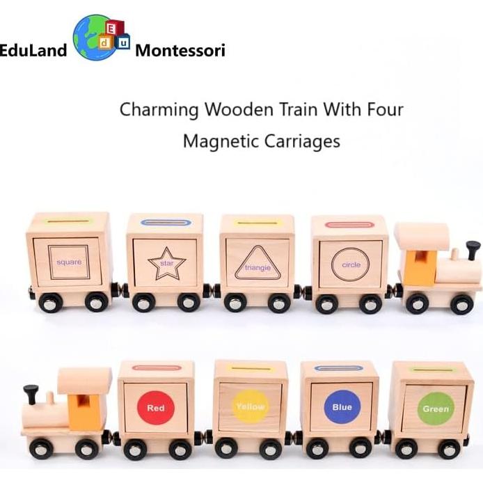 Juego de tren magnético de madera Eduland Montessori 35.5 cm