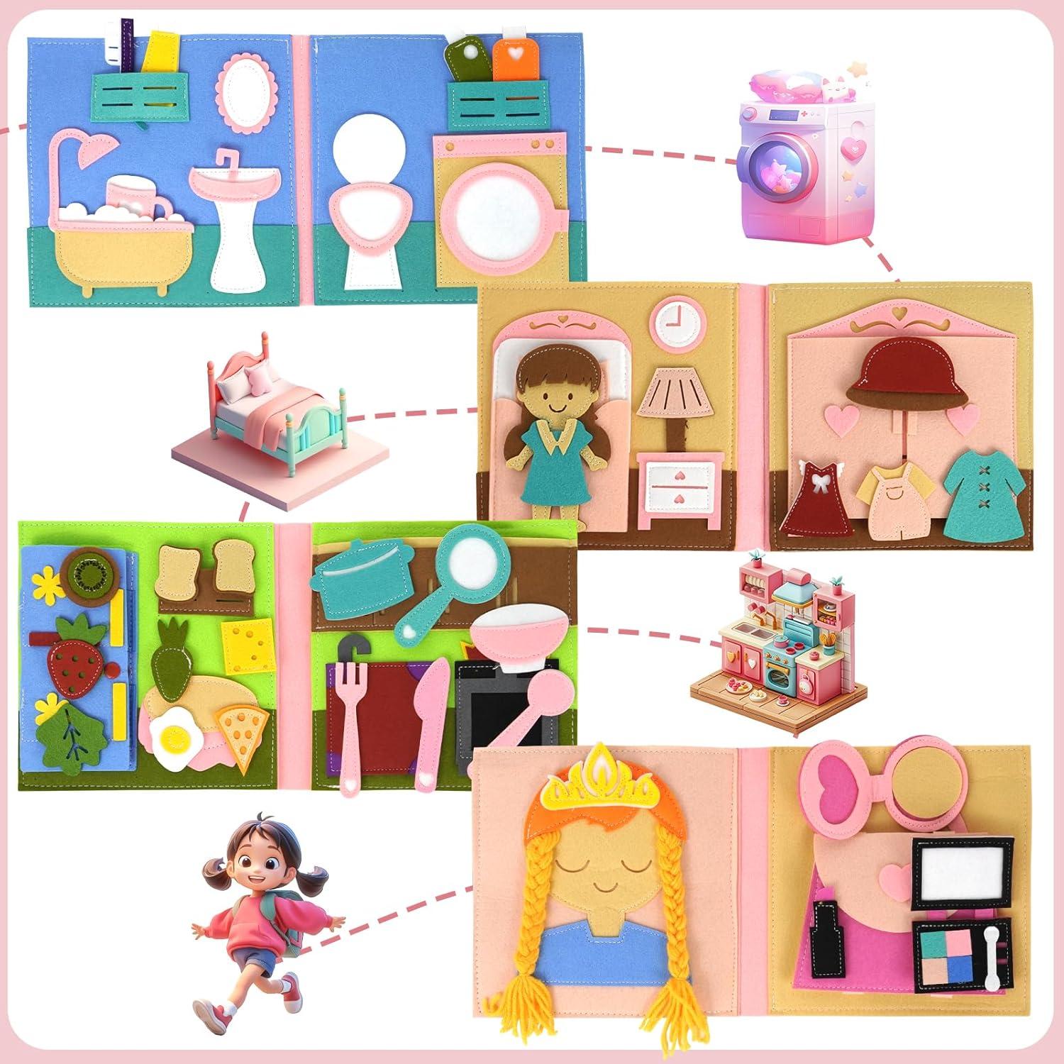 Libro Ocupado Montessori AIXMEET para Niños 3-8 Años Rosa