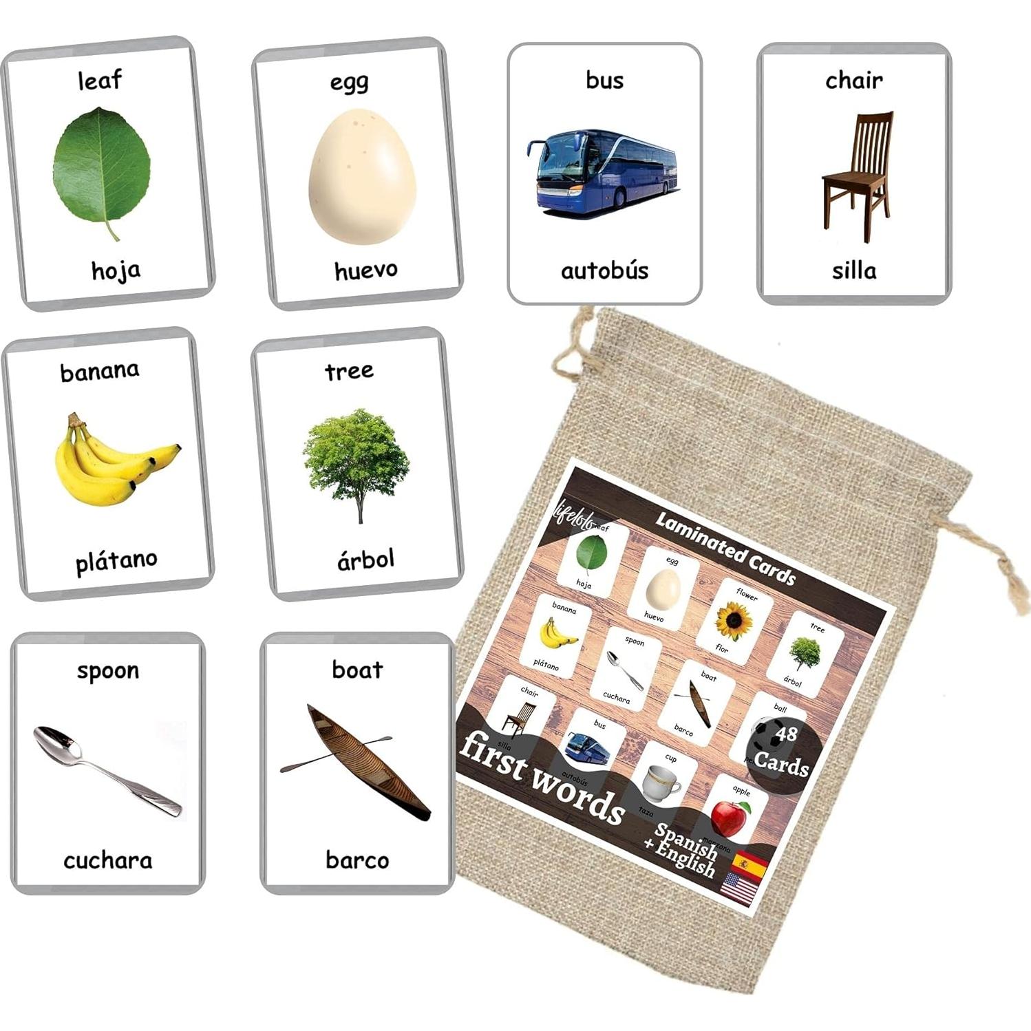 Tarjetas de Palabras Iniciales LifeLoLo - 48 Tarjetas Bilingües