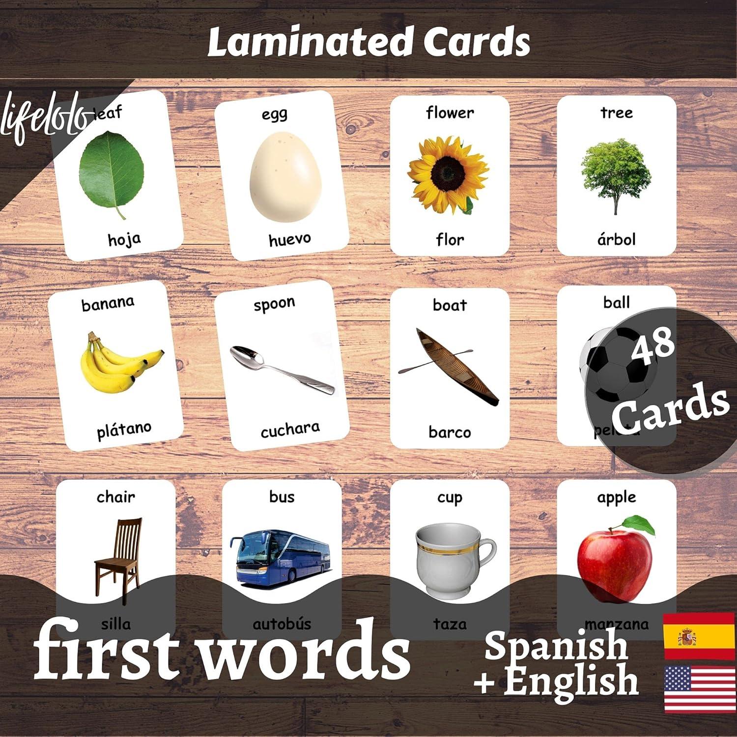 Tarjetas de Palabras Iniciales LifeLoLo - 48 Tarjetas Bilingües