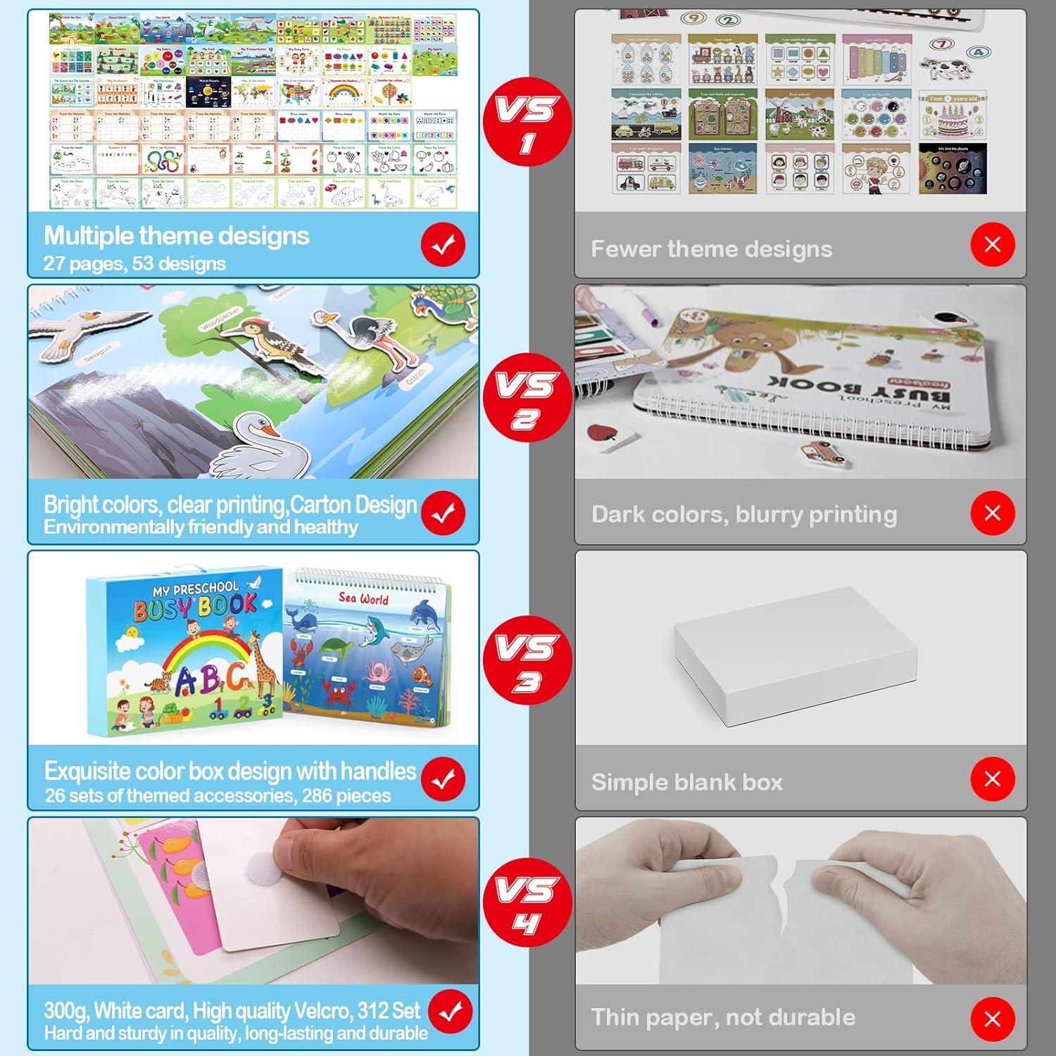 Libro Ocupado Montessori WJPC 53 Diseños para Niños 3-8 Años