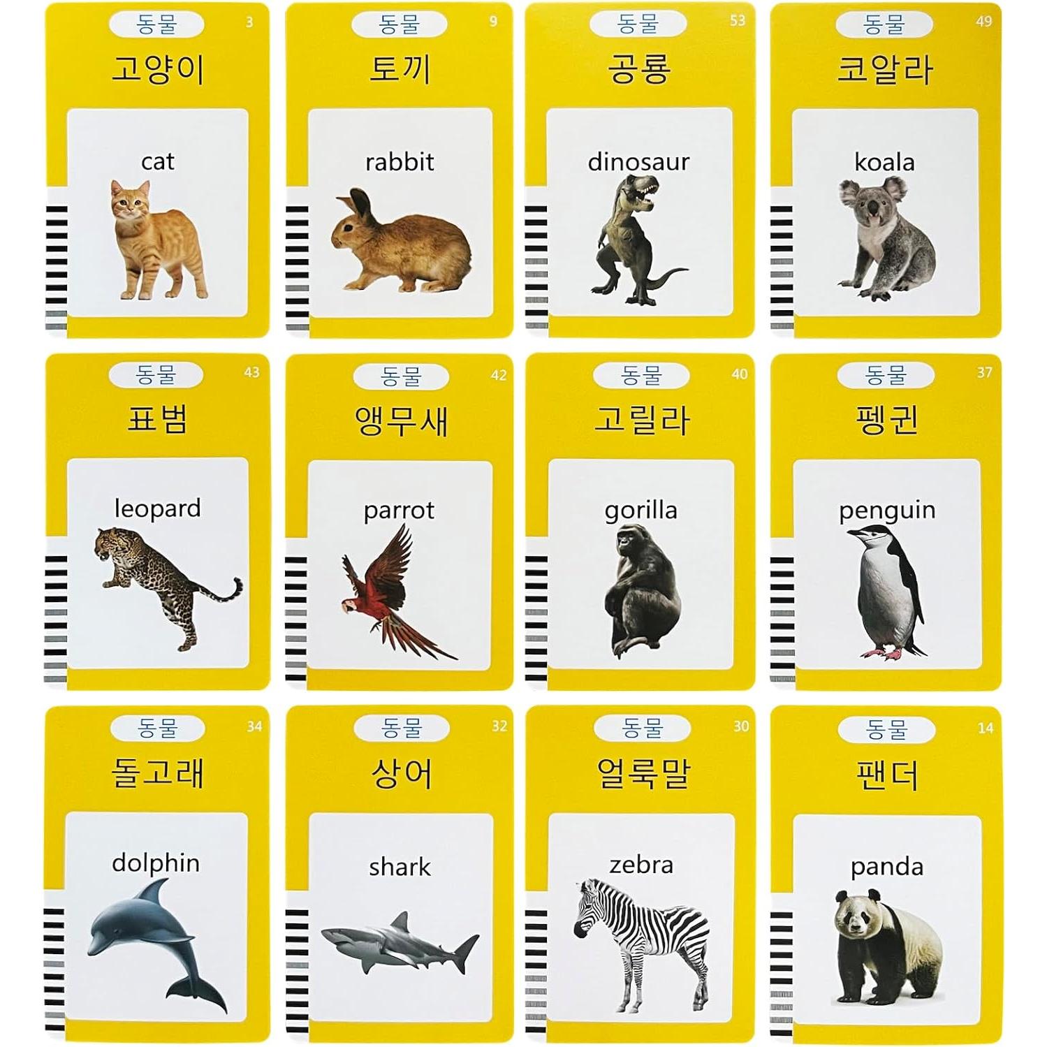 Tarjetas de Flash Coreano-Inglés MINMEER 112 PCS para Niños