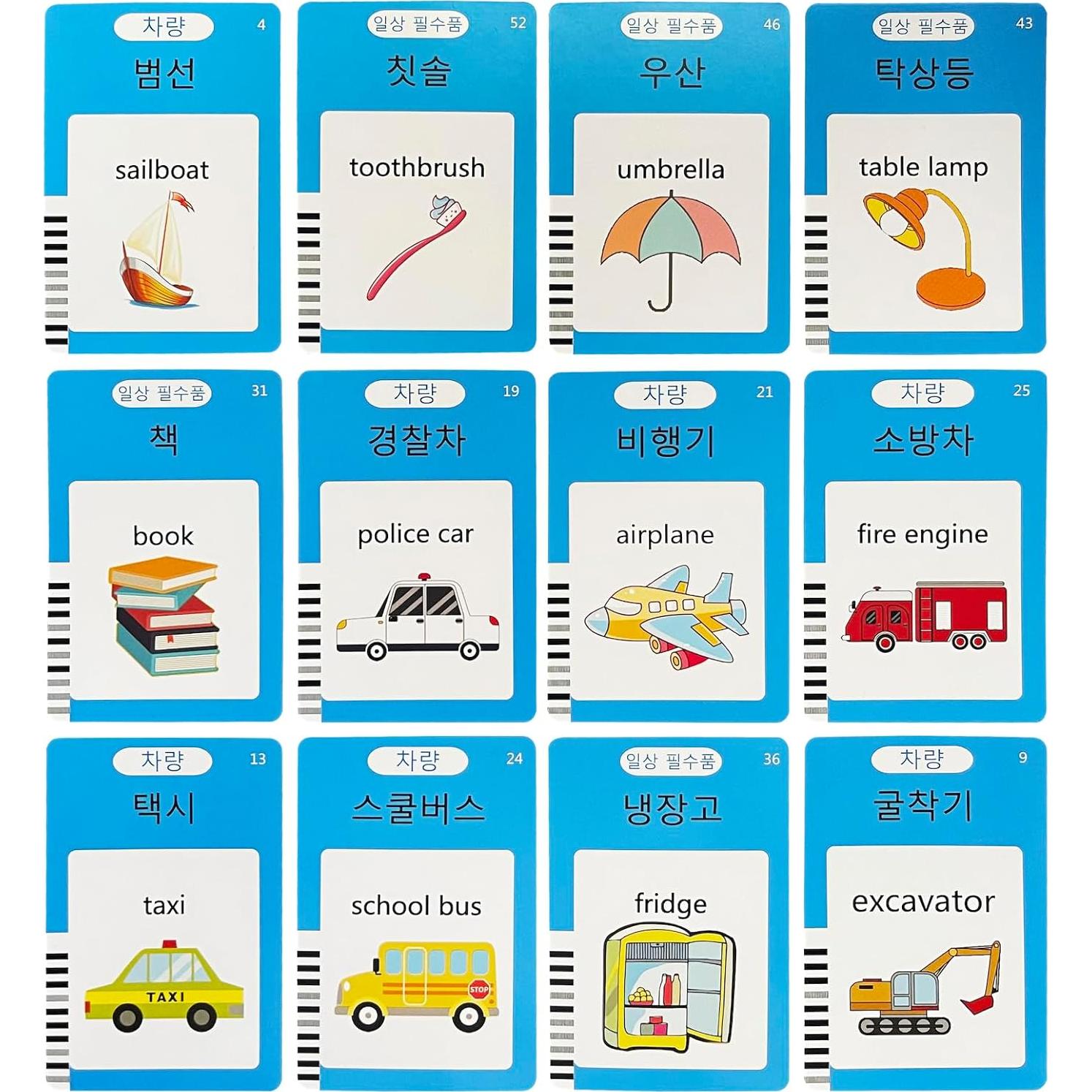 Tarjetas de Flash Coreano-Inglés MINMEER 112 PCS para Niños