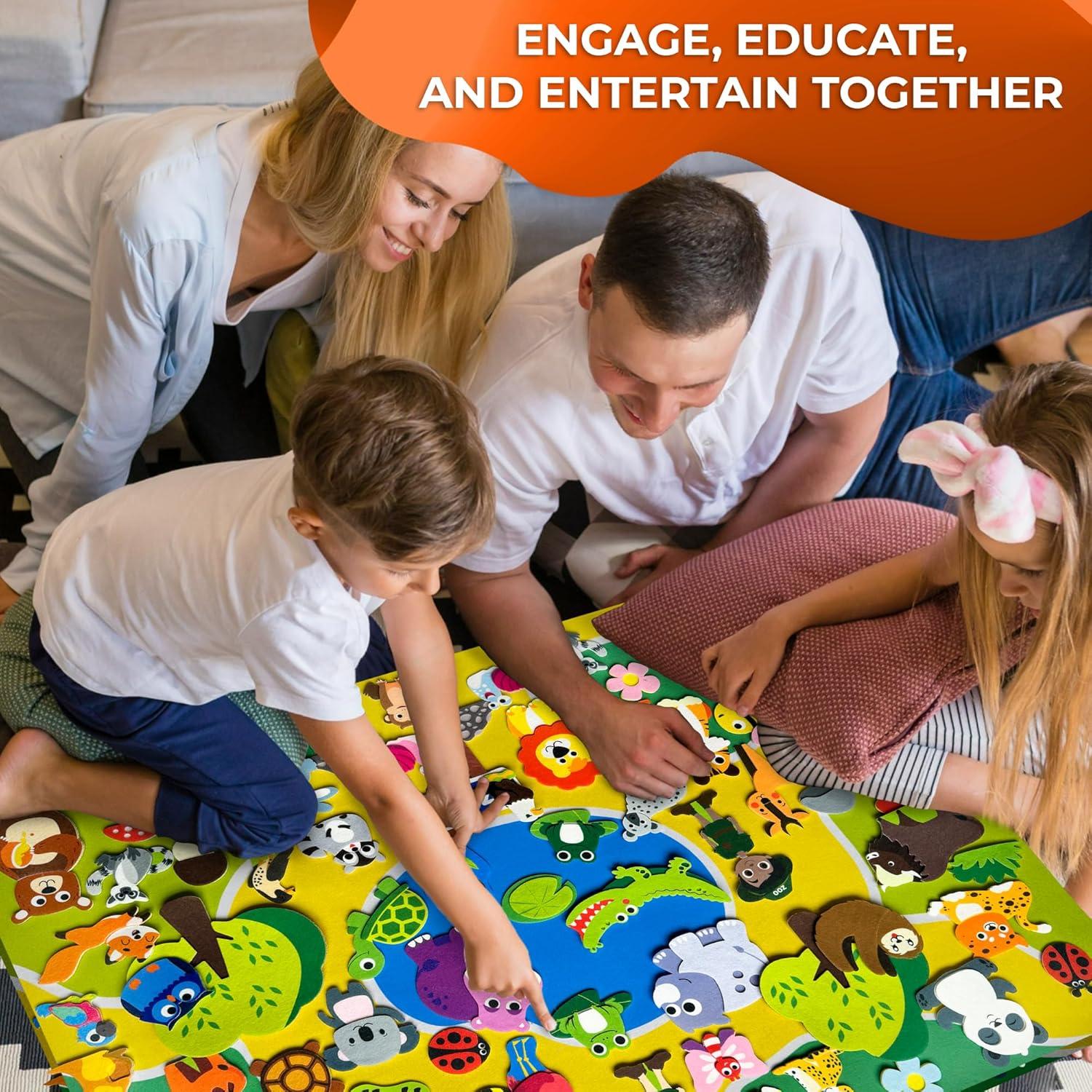 Tablero de Fieltro Zoológico QUOKKA 104x76 cm para Niños