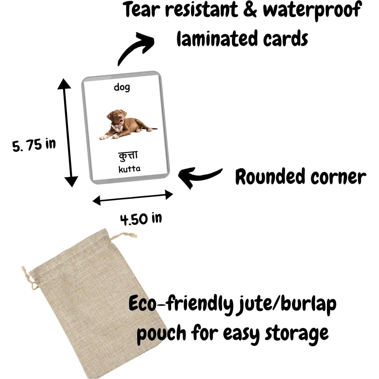 Tarjetas Didácticas Bilingües Hindi-Inglés - Animales de Granja