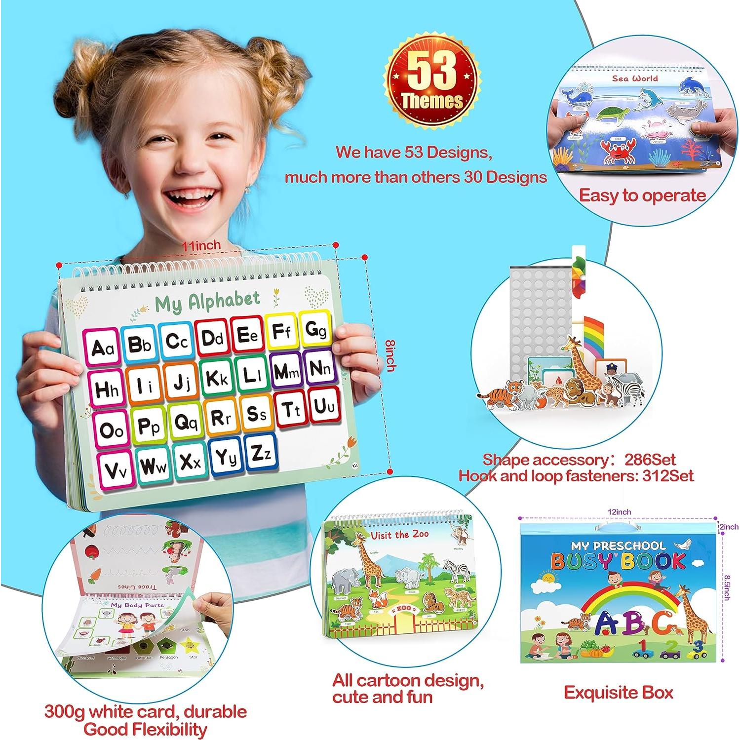 Libro Ocupado Montessori WJPC 53 Diseños para Niños 3-8 Años