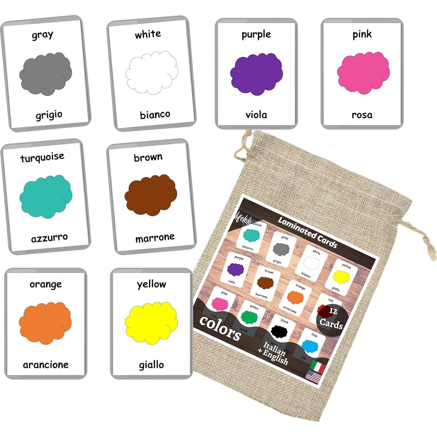 Tarjetas Didácticas Bilingües Italiano-Inglés LifeLoLo - 22 Conjuntos