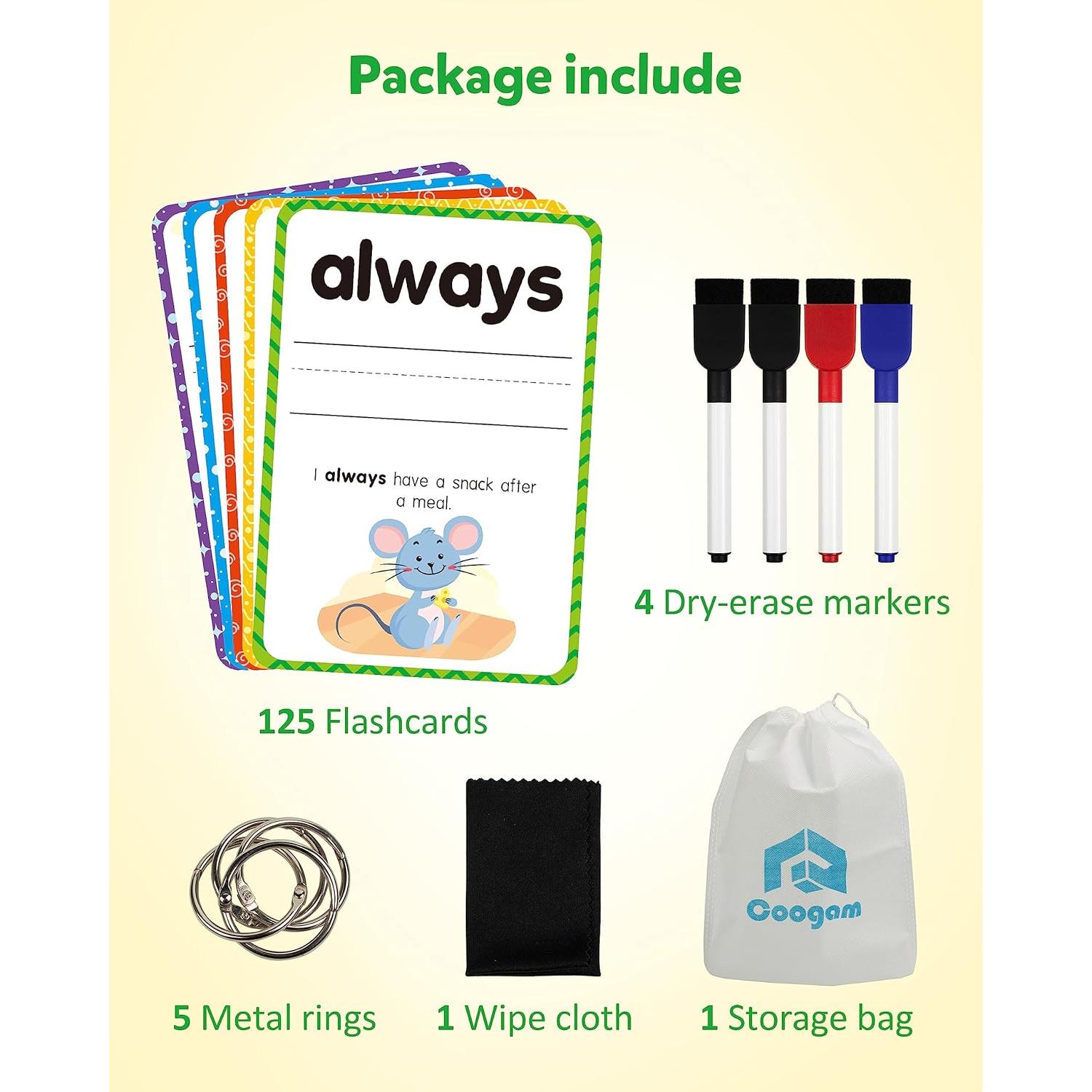 Tarjetas de Aprendizaje Coogam 250 Palabras Dolch para Niños