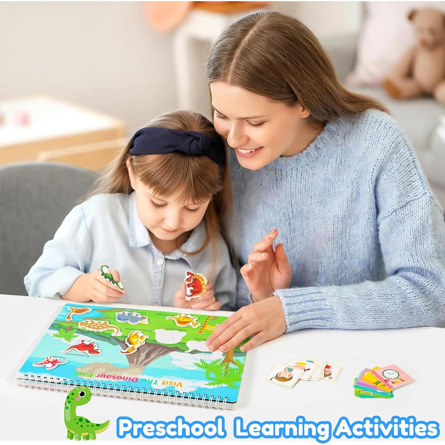 Libro Ocupado Montessori NOWRICH para Niños 3-5 Años Dinosaurios