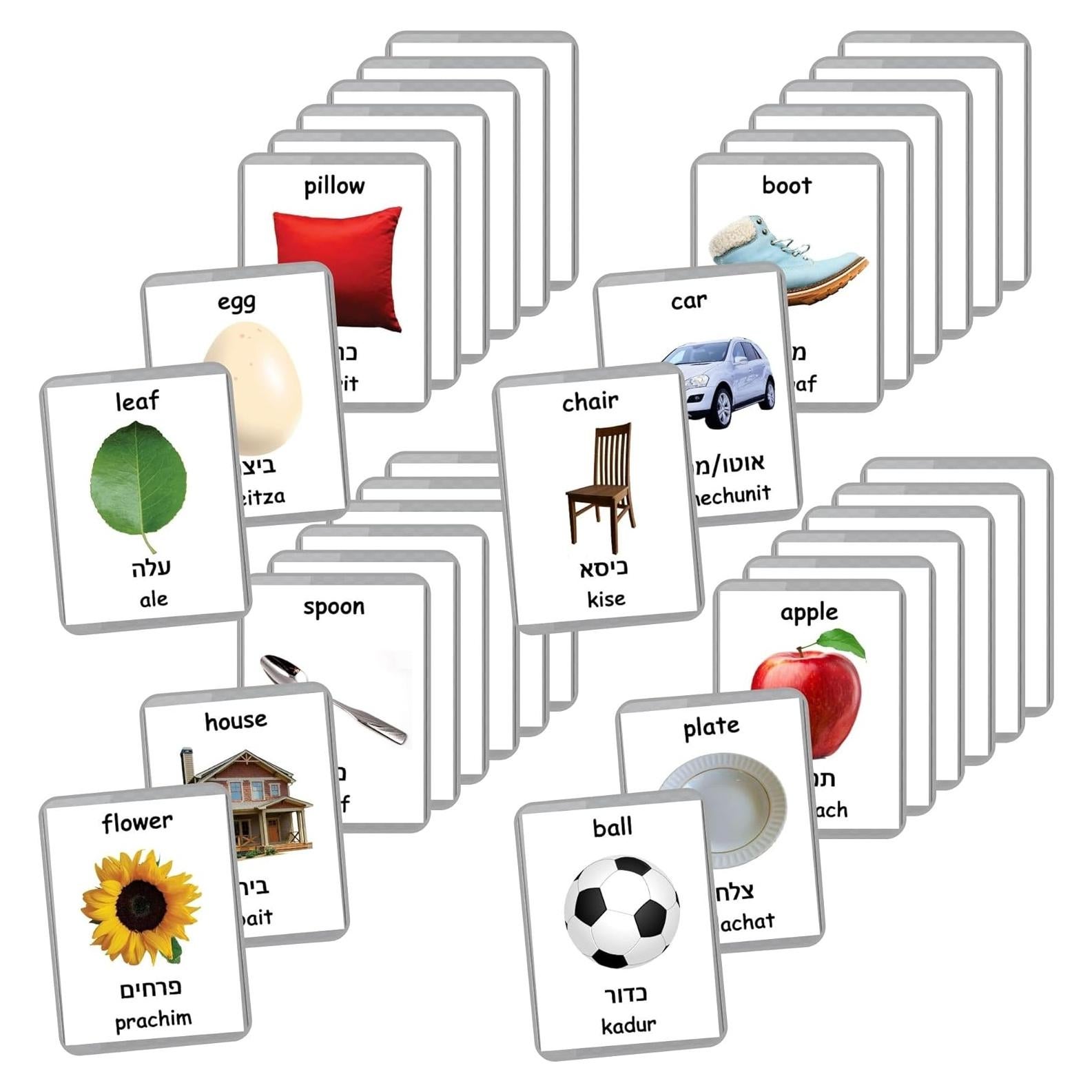 Tarjetas de Flash Bilingües Hebreo-Inglés LifeLoLo - 22 Conjuntos