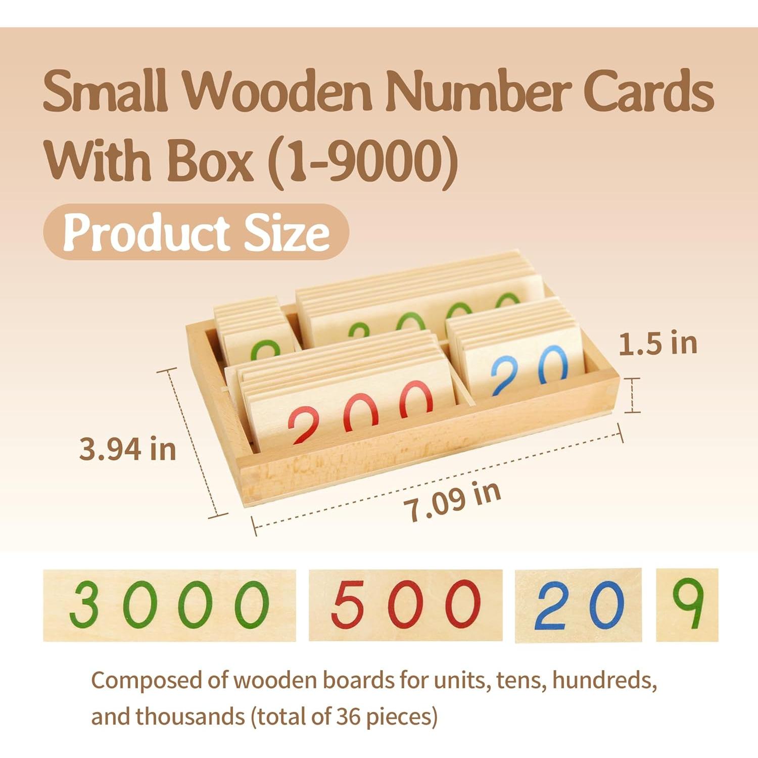 Tarjetas de Números de Madera Montessori Outlet 1-9000