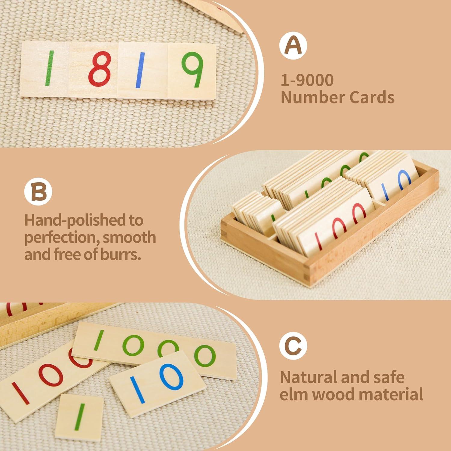 Tarjetas de Números de Madera Montessori Outlet 1-9000