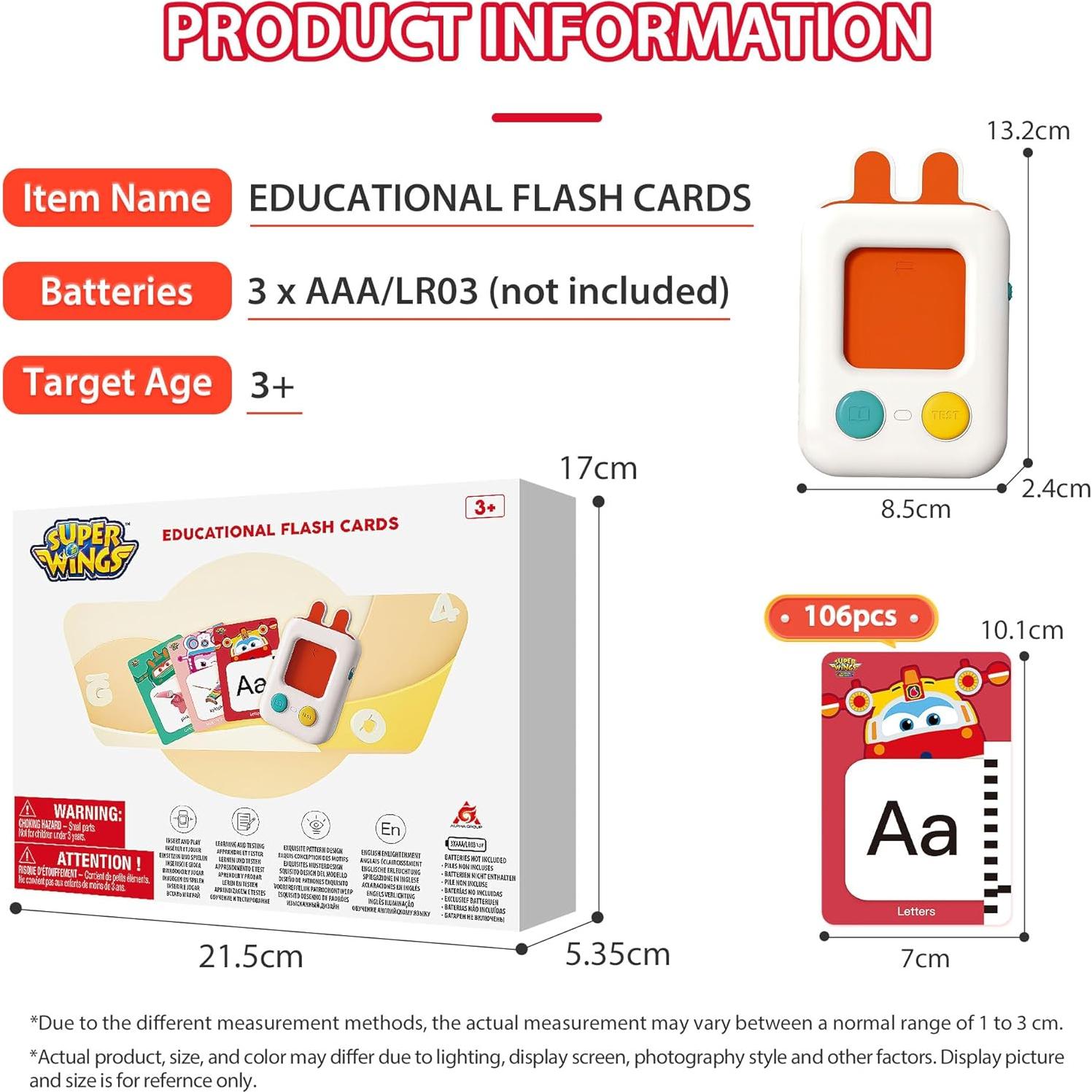 Tarjetas de Flash Hablantes Super Wings - 106 Piezas Educativas