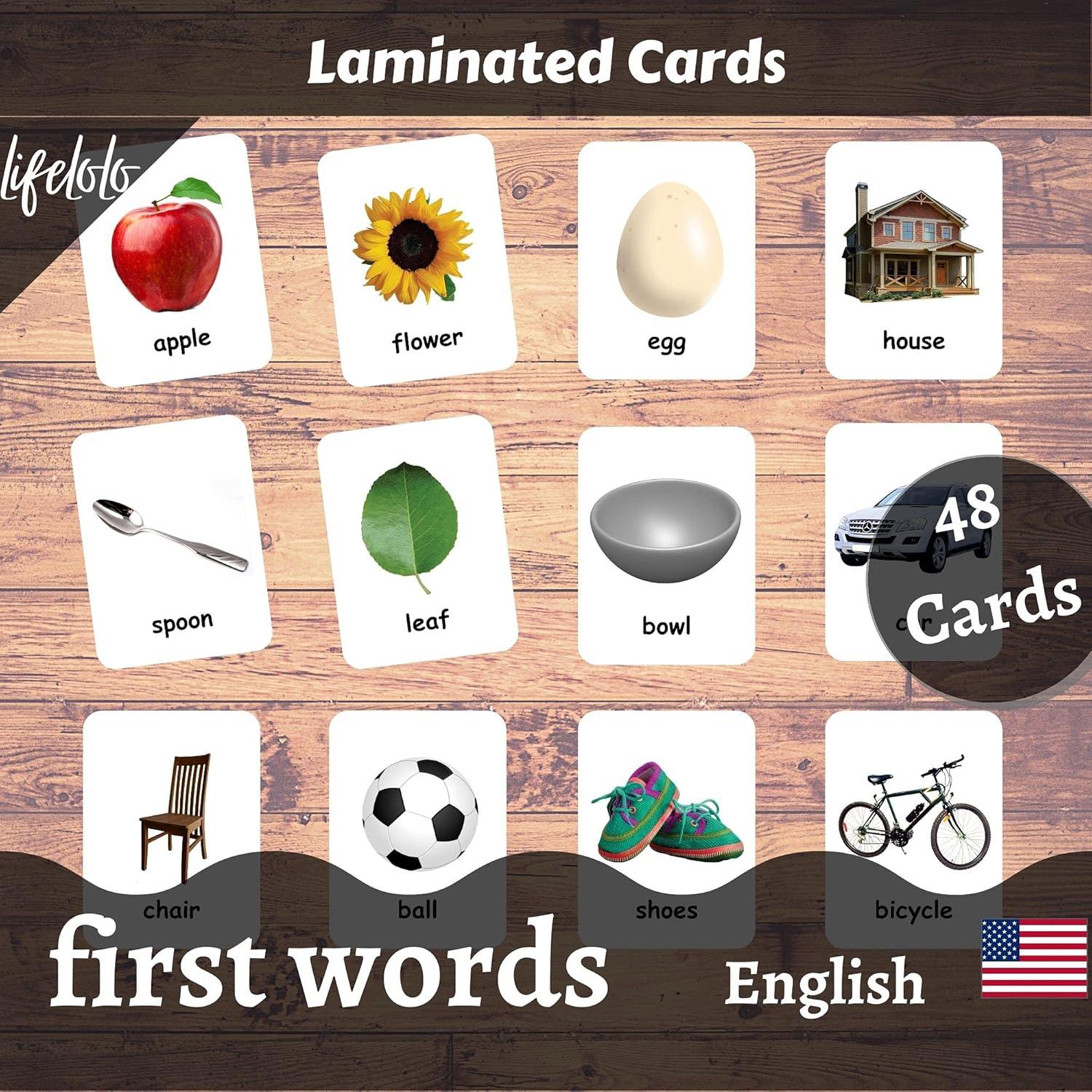 Tarjetas de Palabras Iniciales LifeLoLo - 48 Tarjetas Bilingües