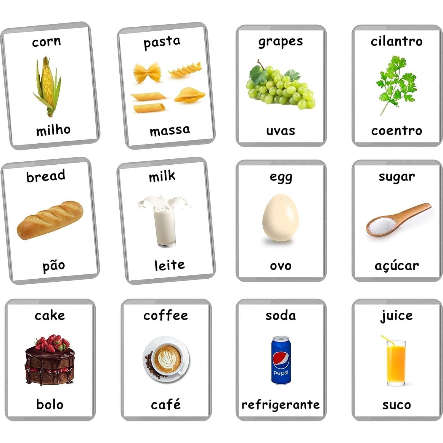 Tarjetas de Flash de Primeros Alimentos LifeLoLo - 48 Piezas Bilingües