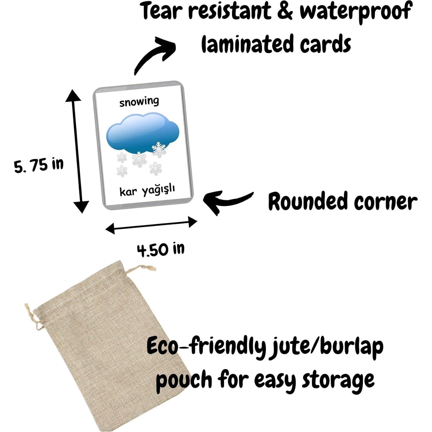 Tarjetas Bilingües Turco-Inglés LifeLoLo - Clima y Más