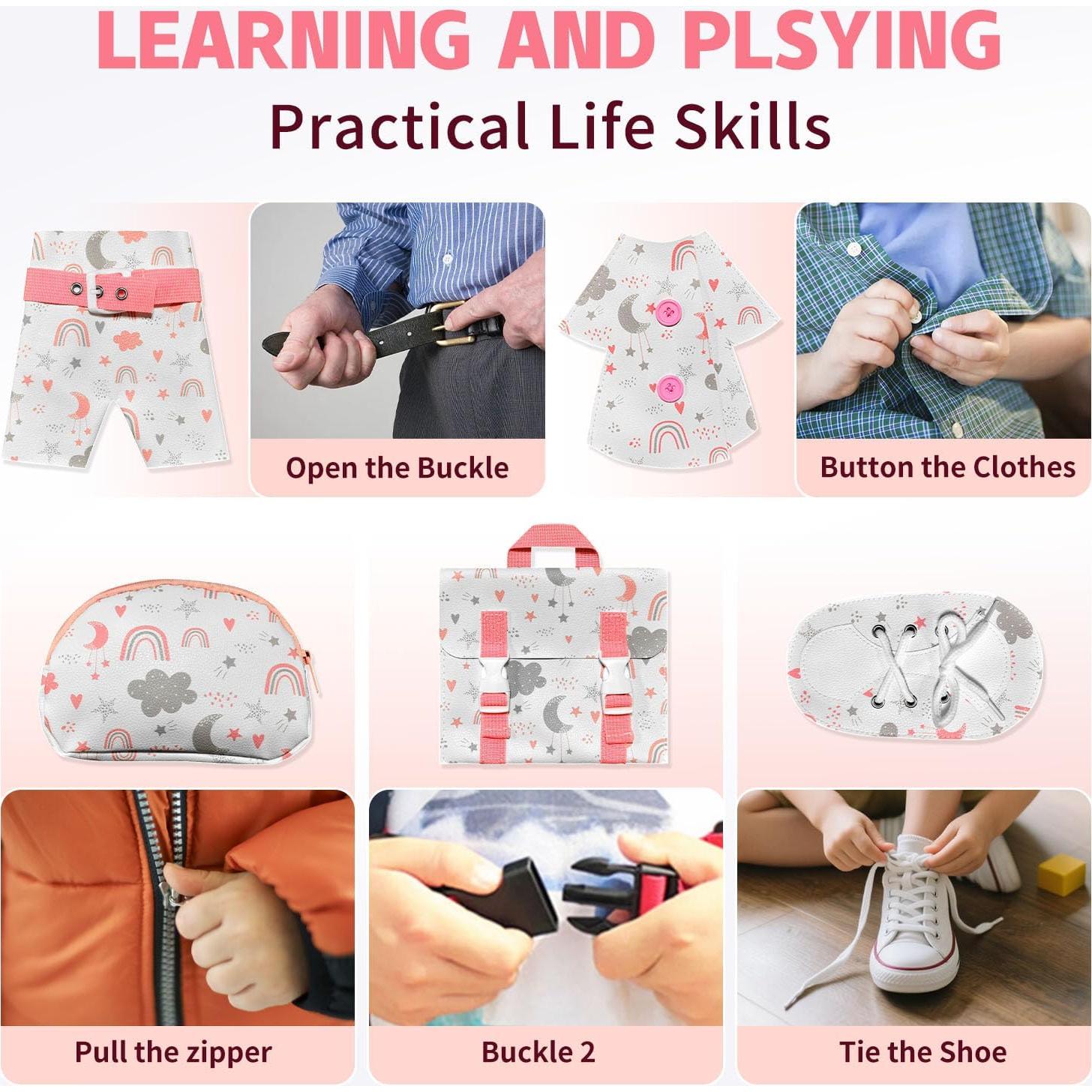 Tablero Ocupado Montessori Boczif para Niños 3-6 Años Rosa