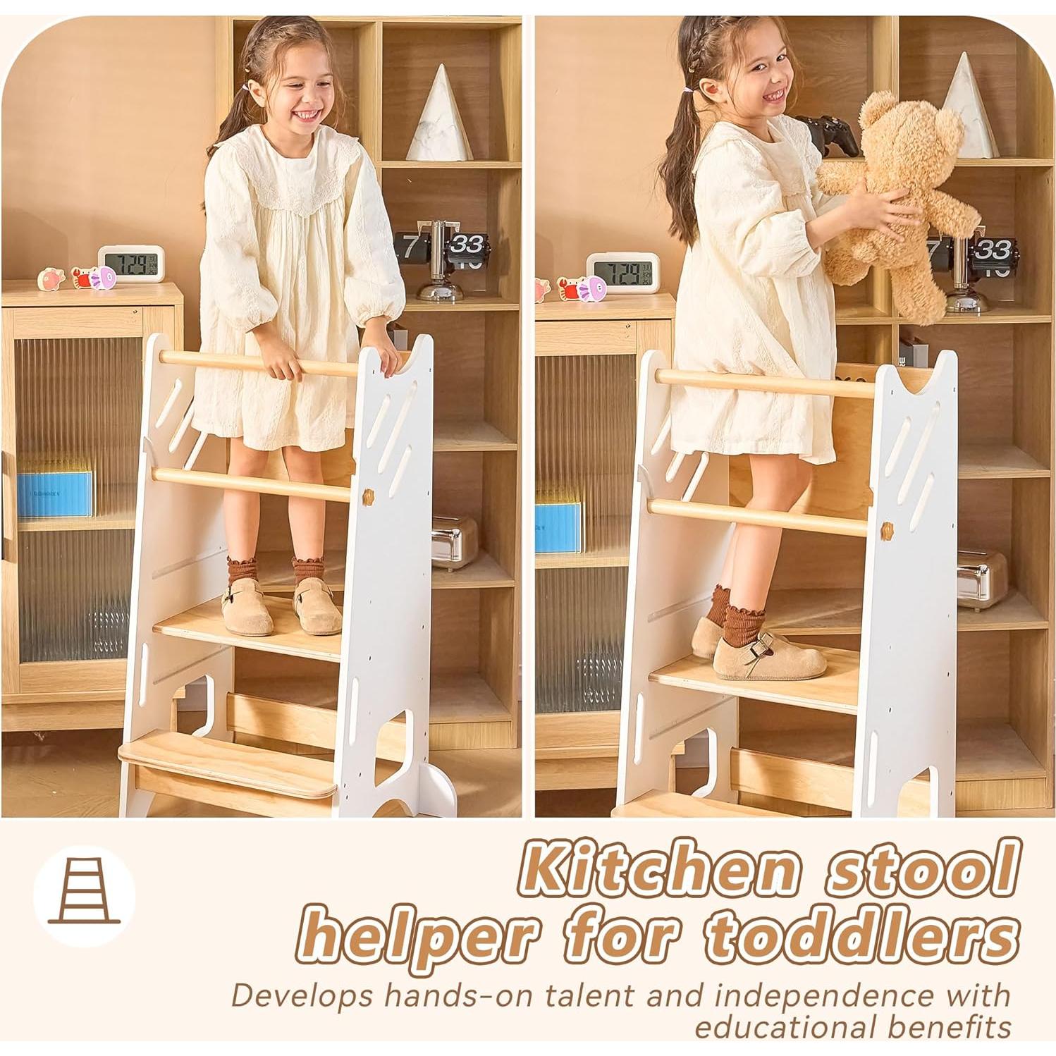 Torre de Pie BUDDGO para Niños Pequeños Ajustable con Pizarra