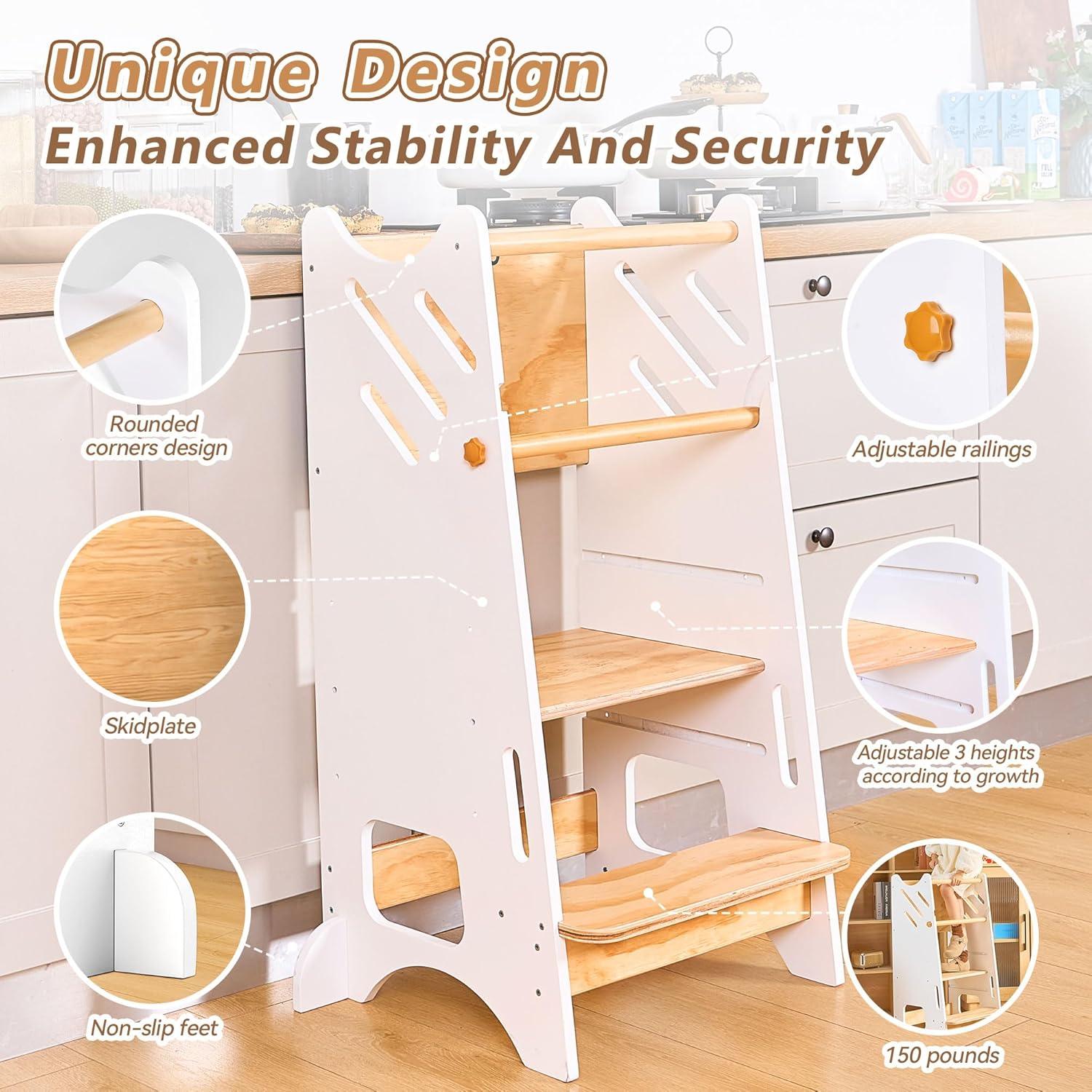 Torre de Pie BUDDGO para Niños Pequeños Ajustable con Pizarra