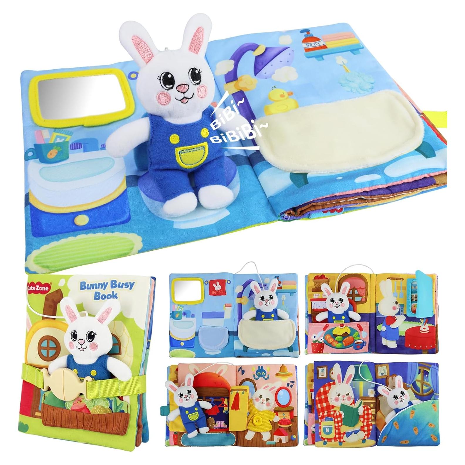 Libro Ocupado Bunny Cutezone para Niños 1-3 Años 12 Actividades