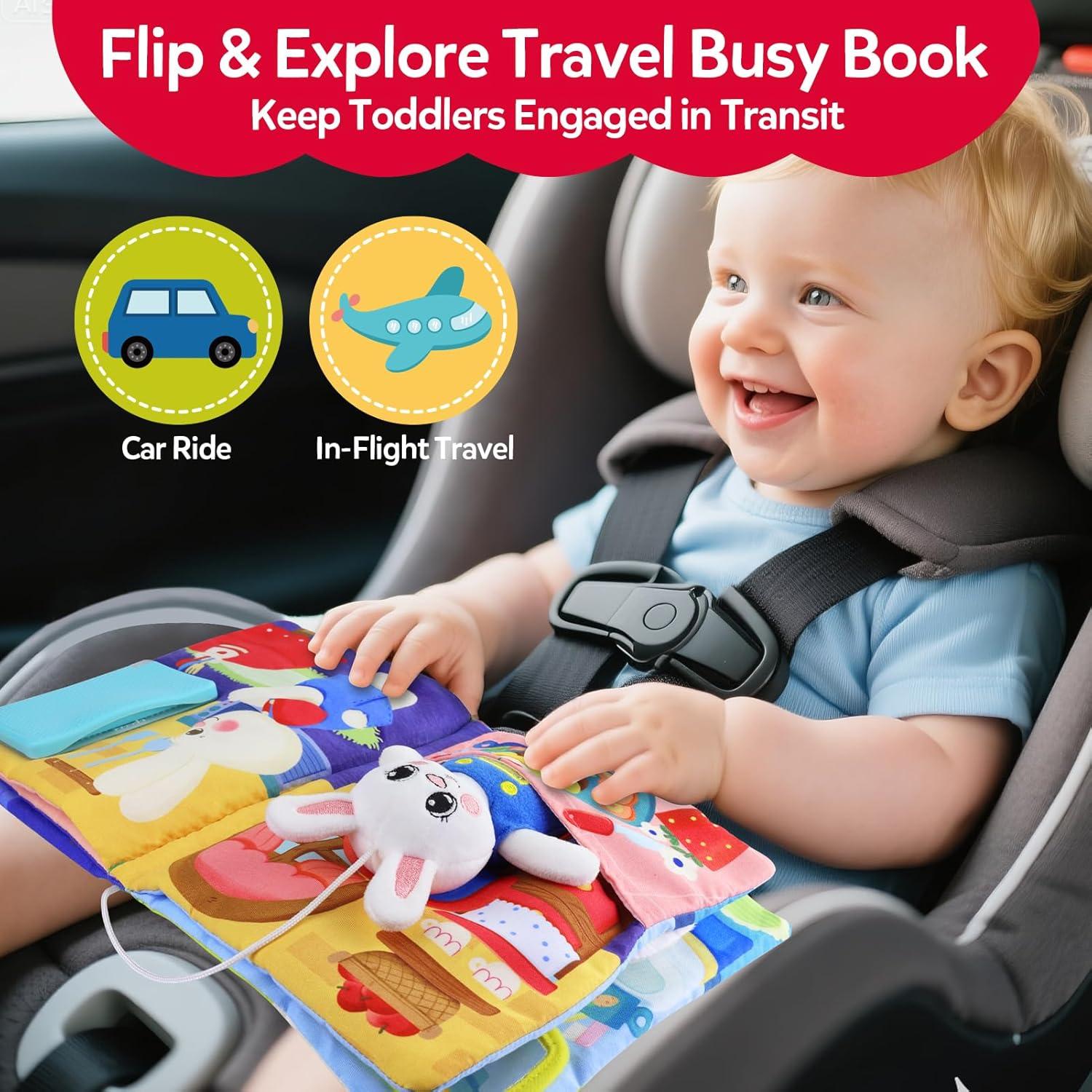 Libro Ocupado Bunny Cutezone para Niños 1-3 Años 12 Actividades