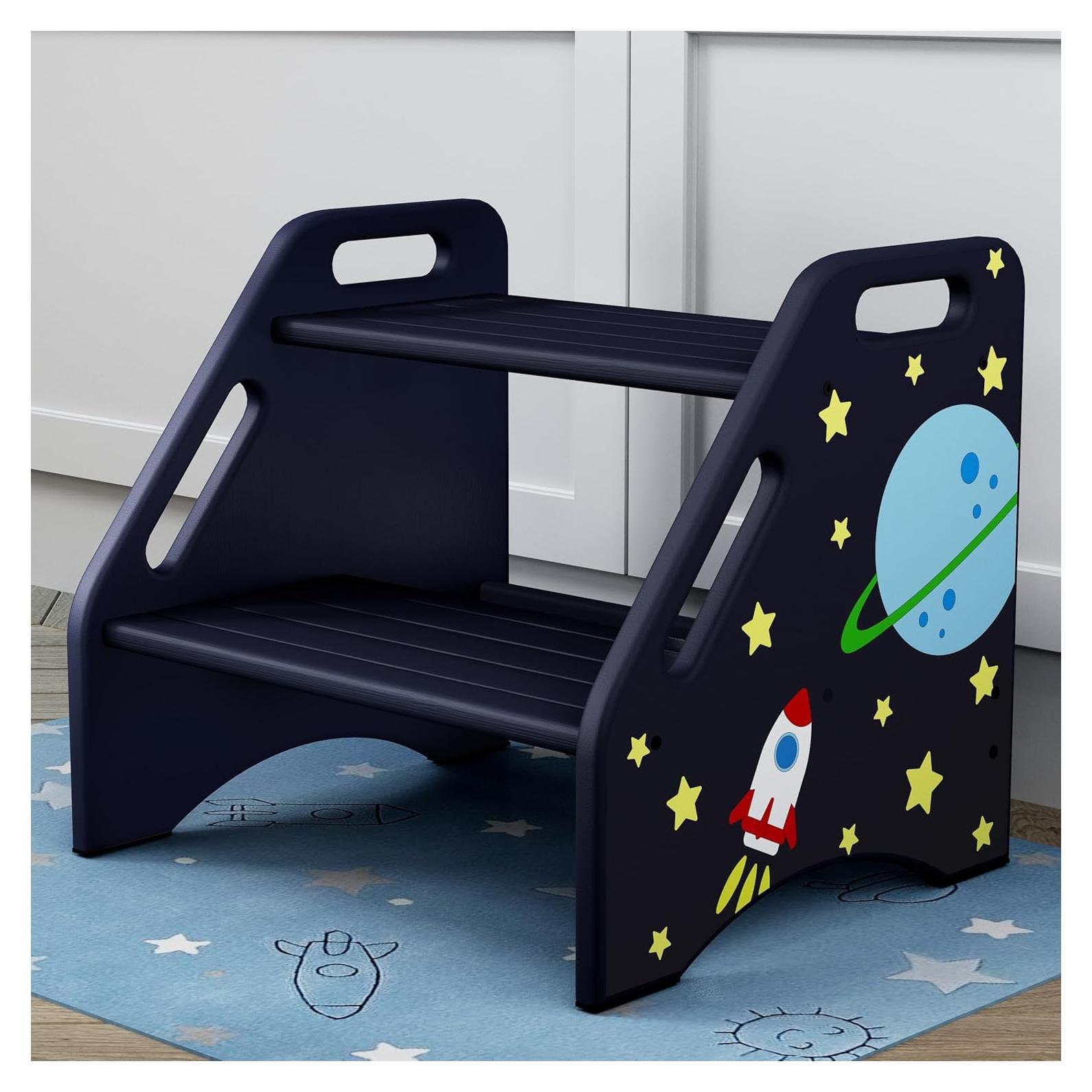 Taburete de Dos Pasos AMBIRD Espacial para Niños 33.5 cm