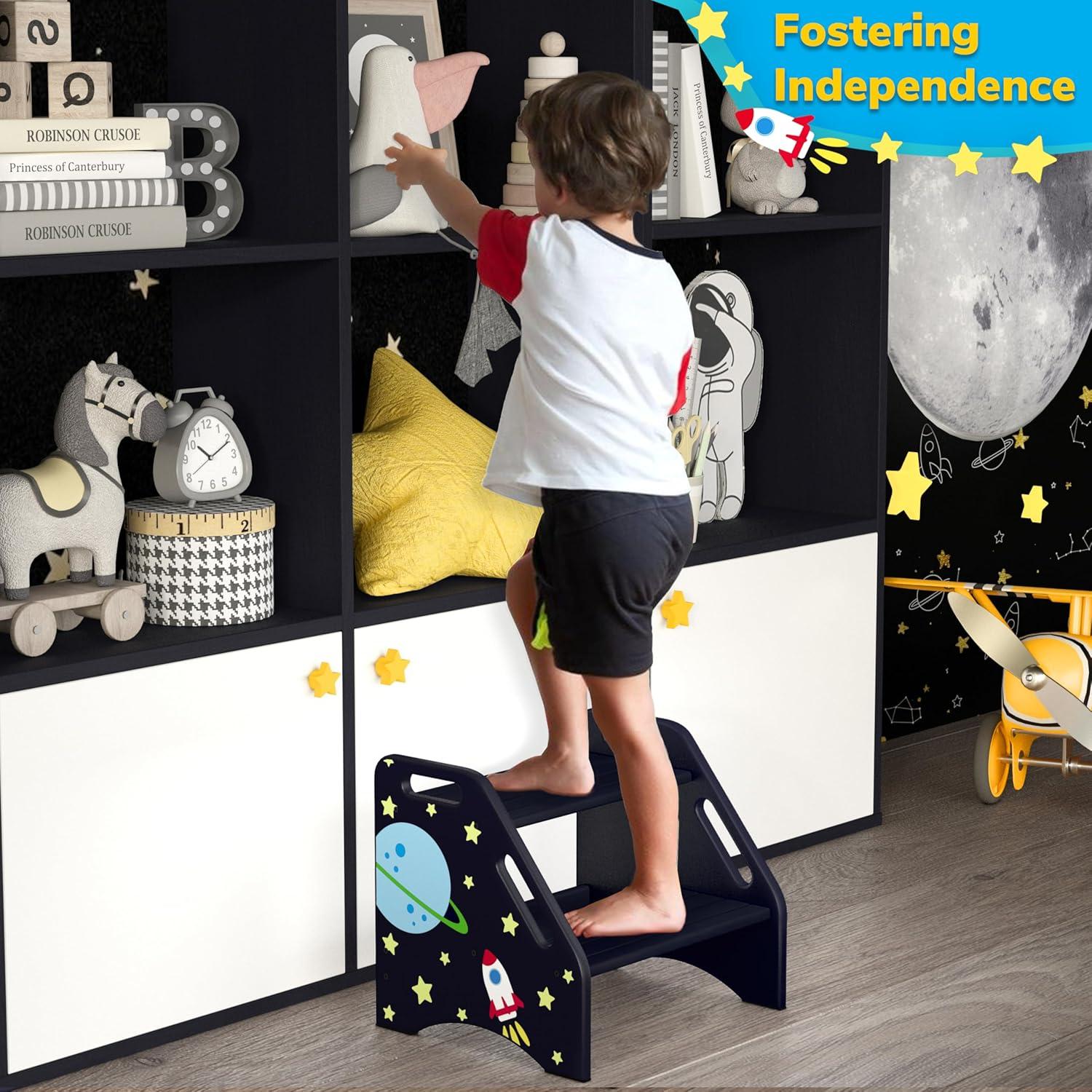 Taburete de Dos Pasos AMBIRD Espacial para Niños 33.5 cm