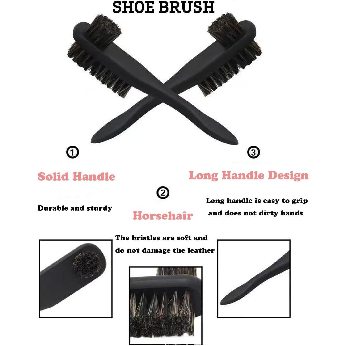 Kit de Cepillos para Brillo de Zapatos Ganganmax - Pelo de Caballo