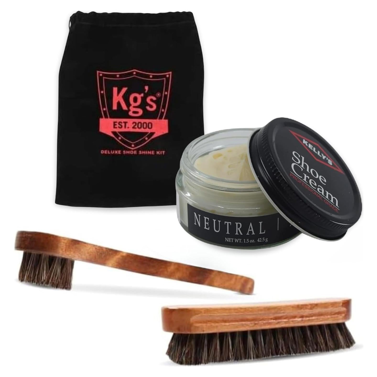 Kit de Brillo de Zapatos Kg con Cepillo y Pulimento Neutro