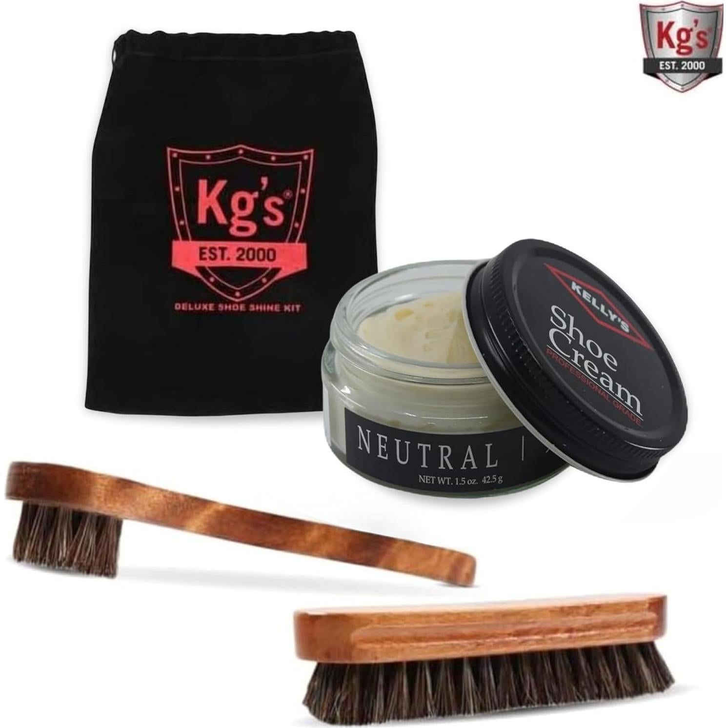 Kit de Brillo de Zapatos Kg con Cepillo y Pulimento Neutro