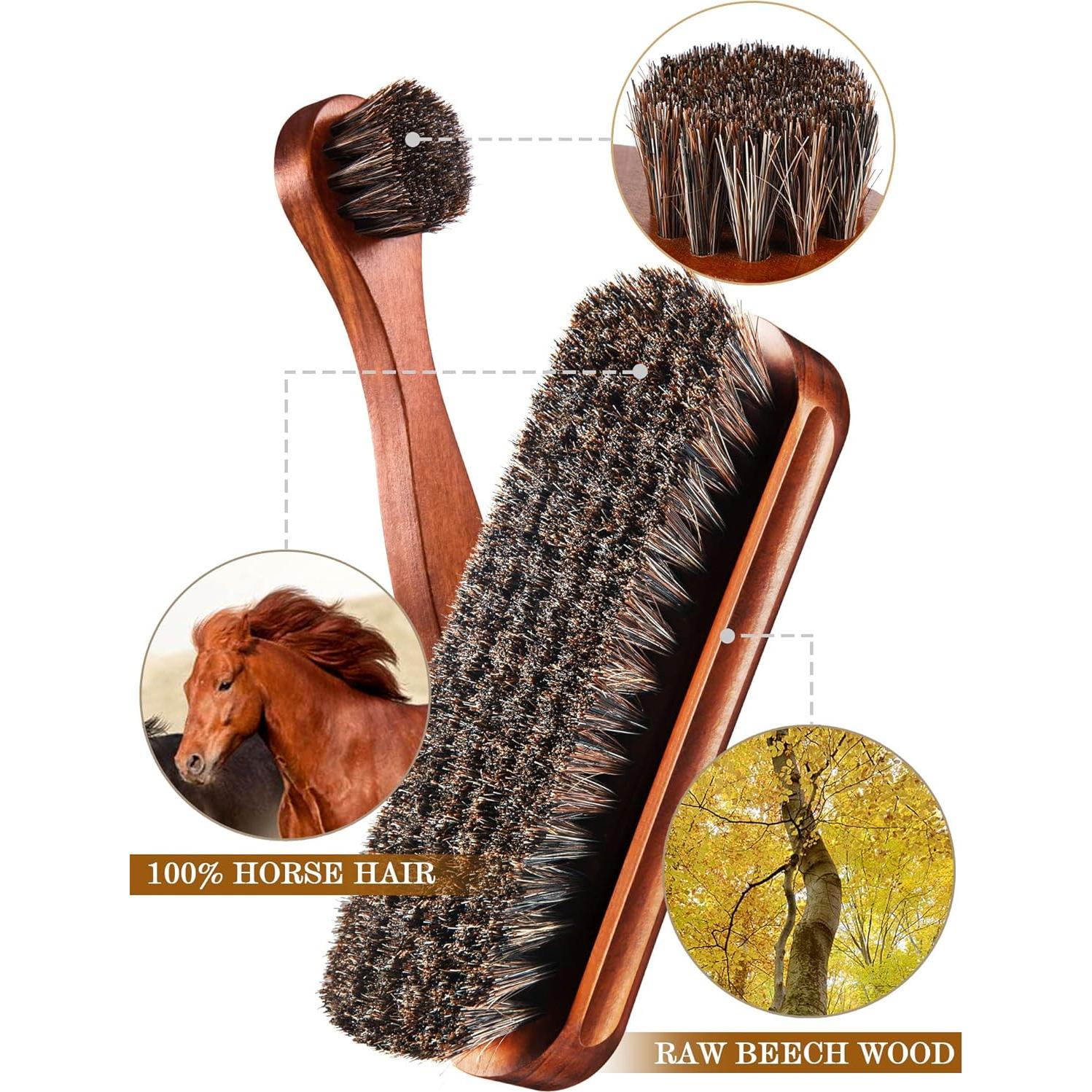 Kit de cepillos para zapatos Youngjoy 3 piezas pelo de caballo