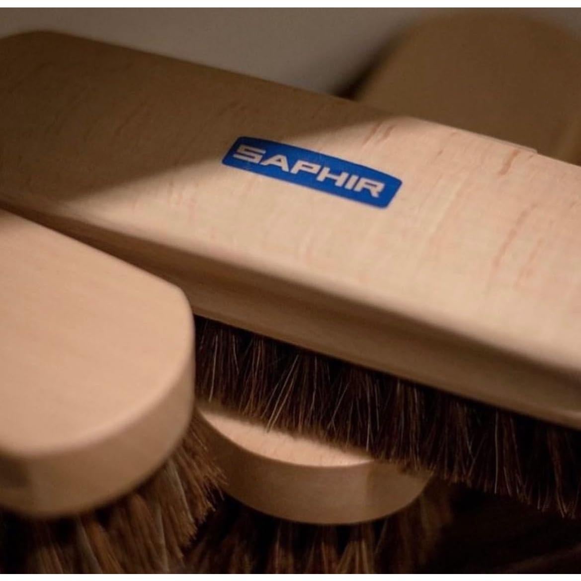 Cepillo de Caballo Natural Saphir - 18cm para Limpiar y Pulir Cuero