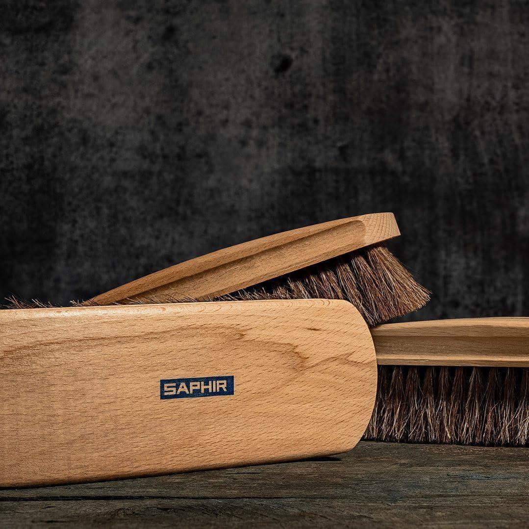 Cepillo de Caballo Natural Saphir - 18cm para Limpiar y Pulir Cuero