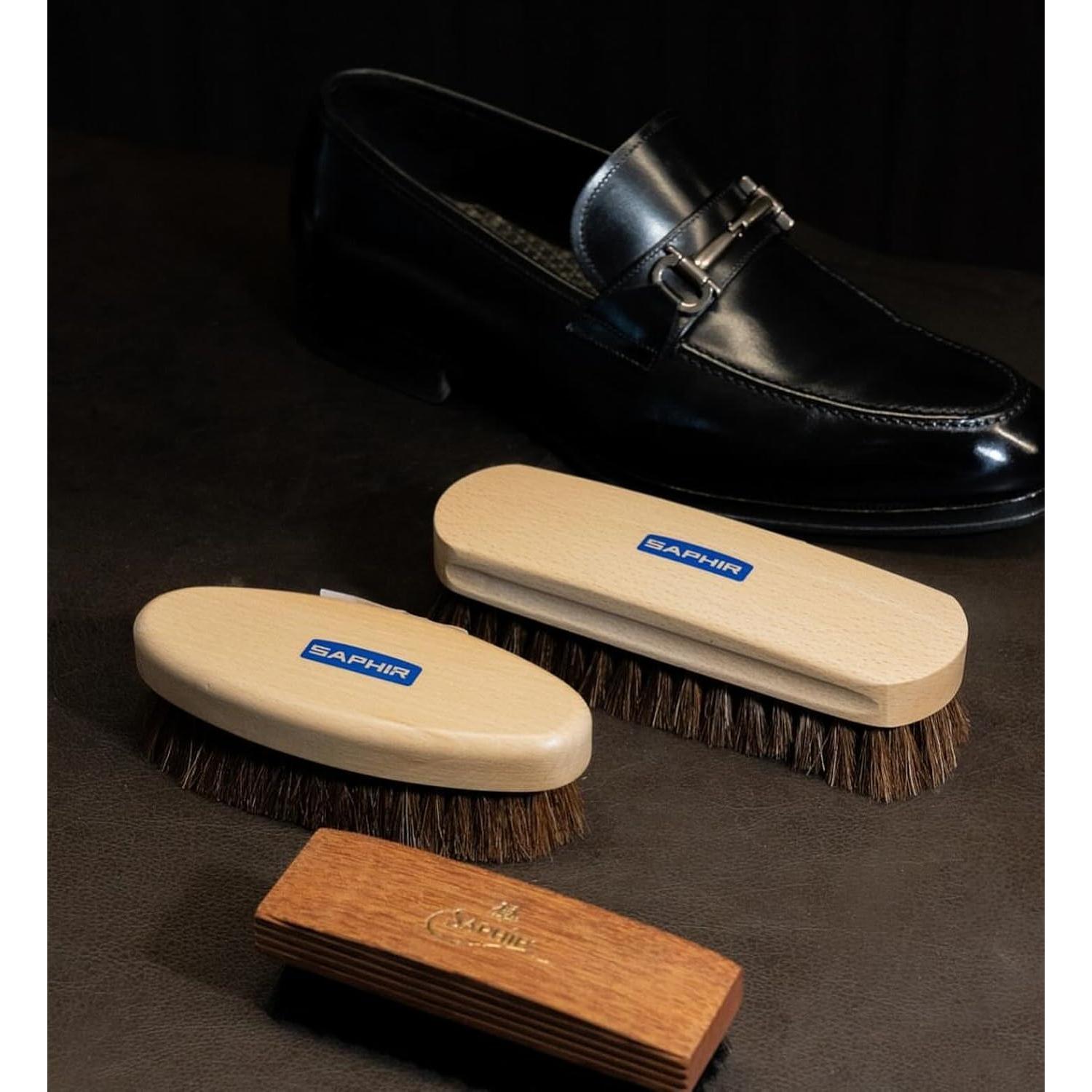 Cepillo de Caballo Natural Saphir - 18cm para Limpiar y Pulir Cuero