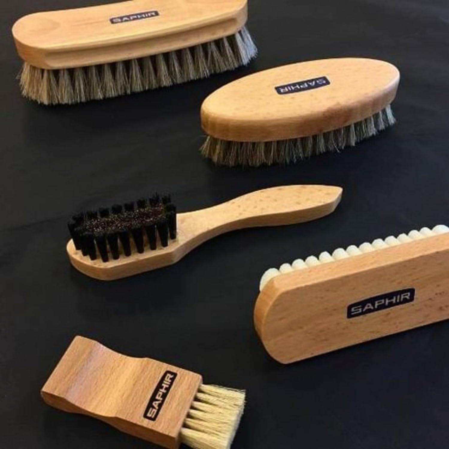 Cepillo de Caballo Natural Saphir - 18cm para Limpiar y Pulir Cuero