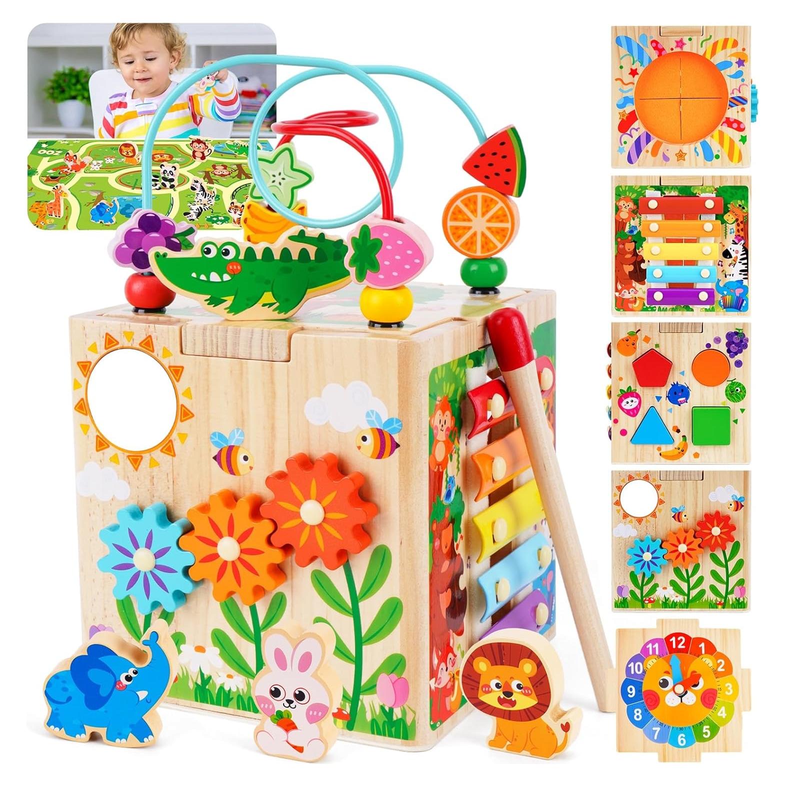 Cubo de Actividad de Madera Shenzhenshikedikeran Azul 7 en 1